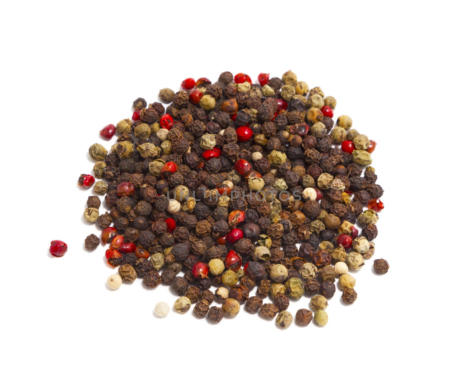 Colored Peppers Mix isolated on the white background