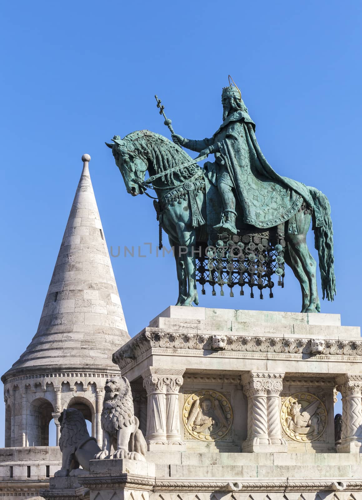 King Stephen horse statue in Fishermen bastion, Budapest