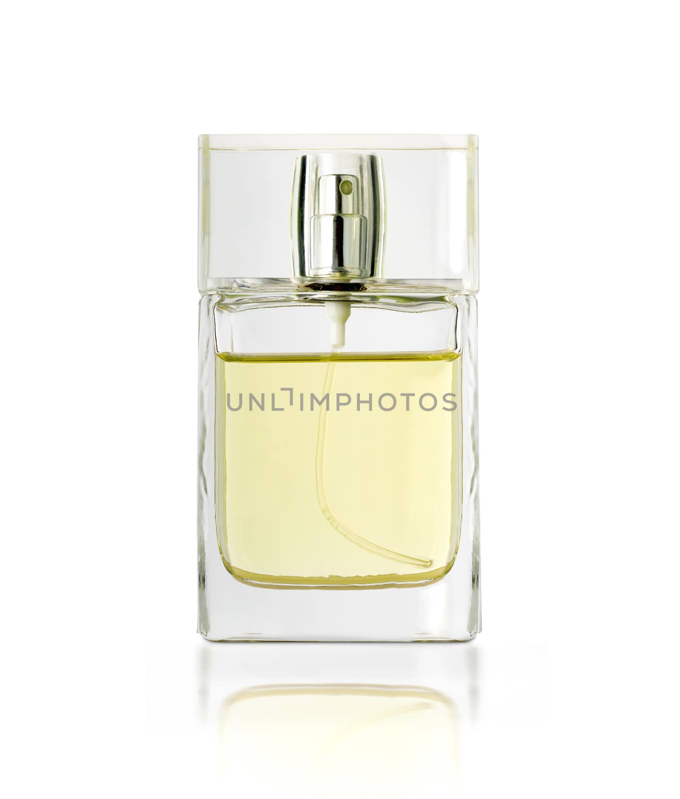 Perfume in beautiful bottle isolated on white with clipping path