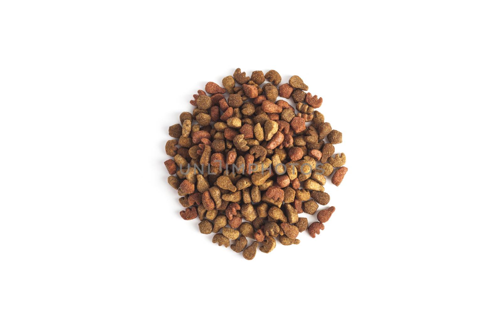 Dry food for dog and cat, isolated on white background