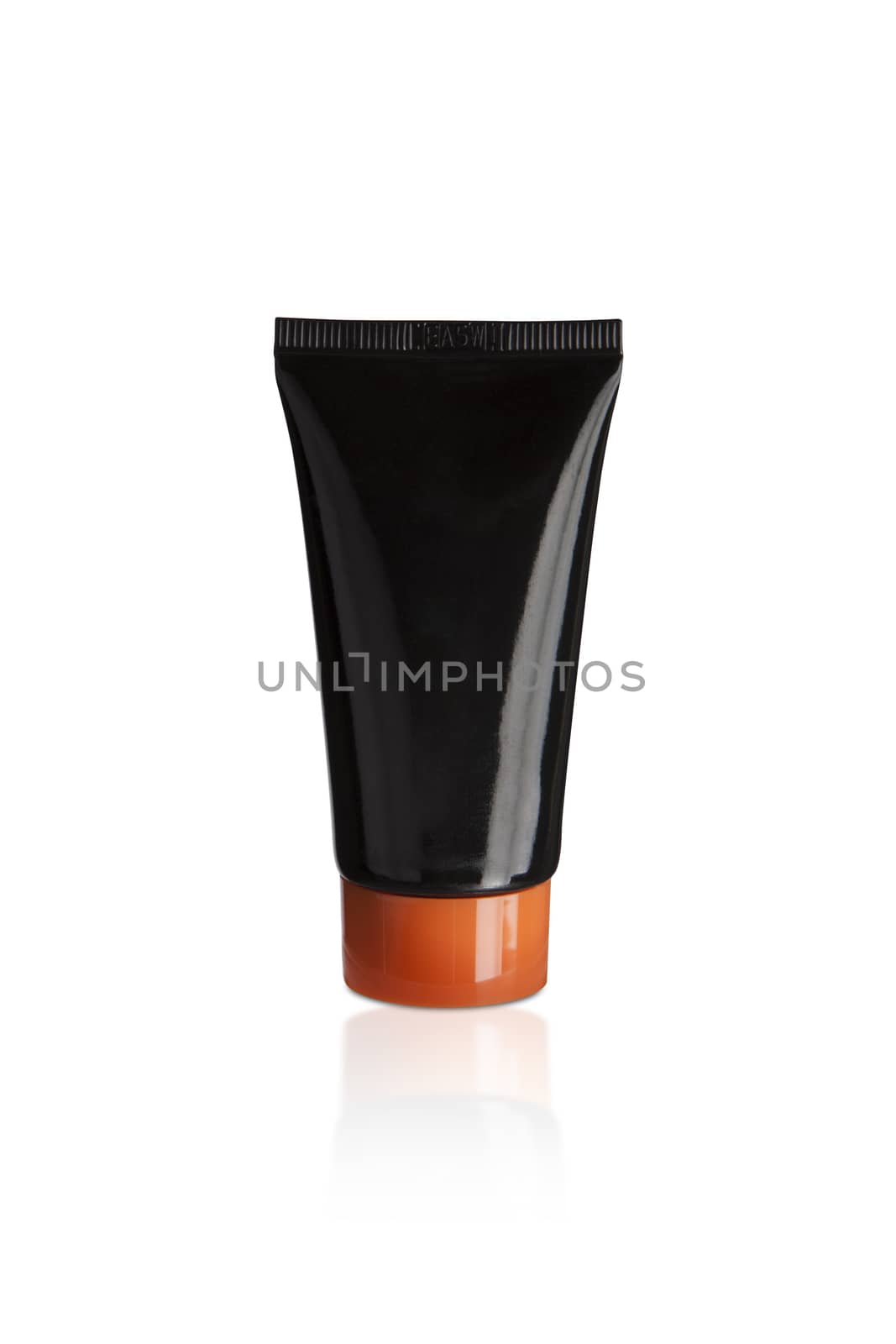 Black Cosmetic container on white background. With clipping path