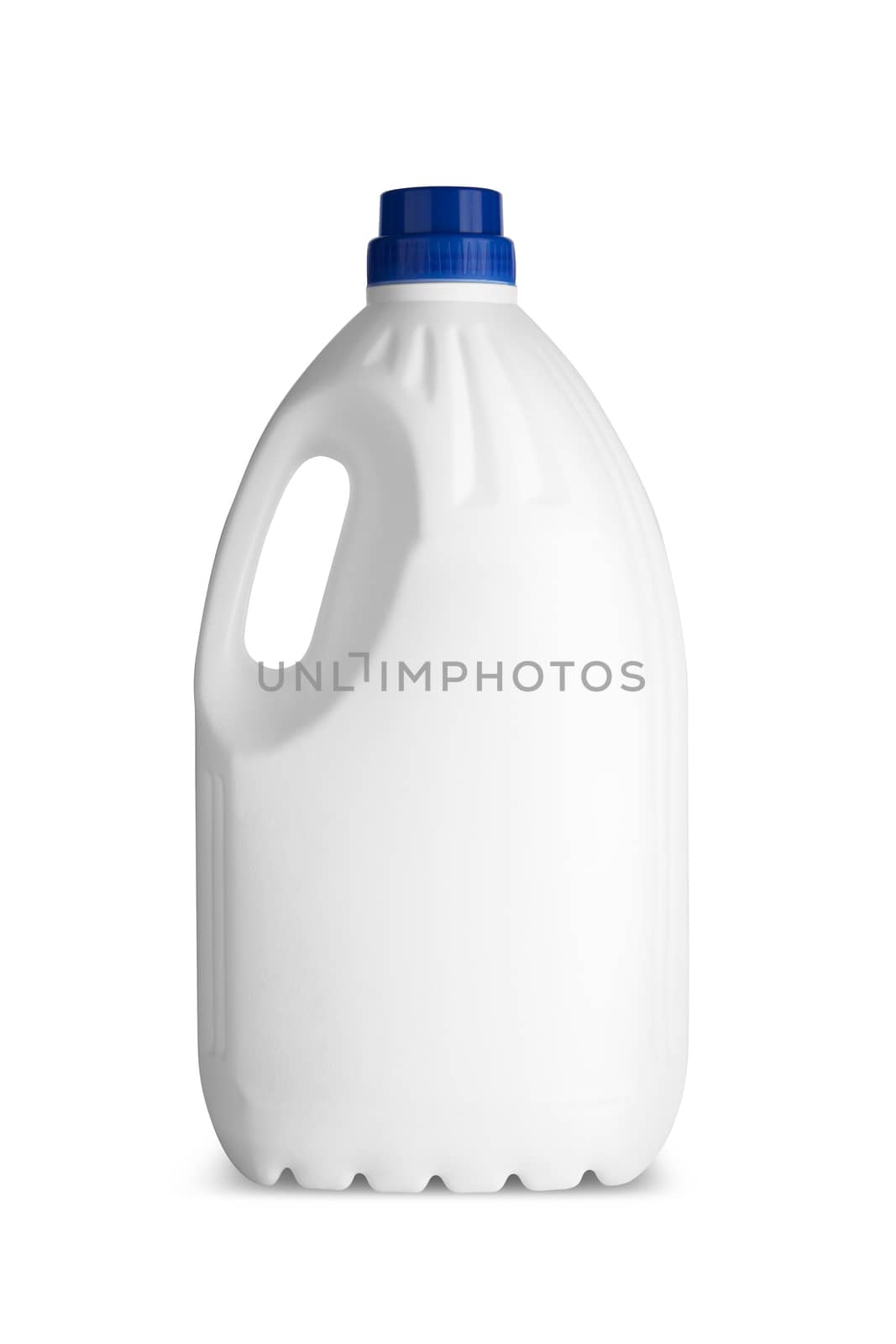 White plastic bottle for liquid laundry detergent or cleaning agent or bleach or fabric softener.With clipping path