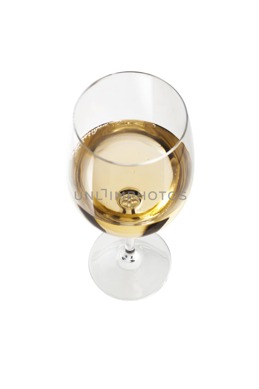 Wineglass with white wine isolated on white background. Concept and idea. With clipping path
