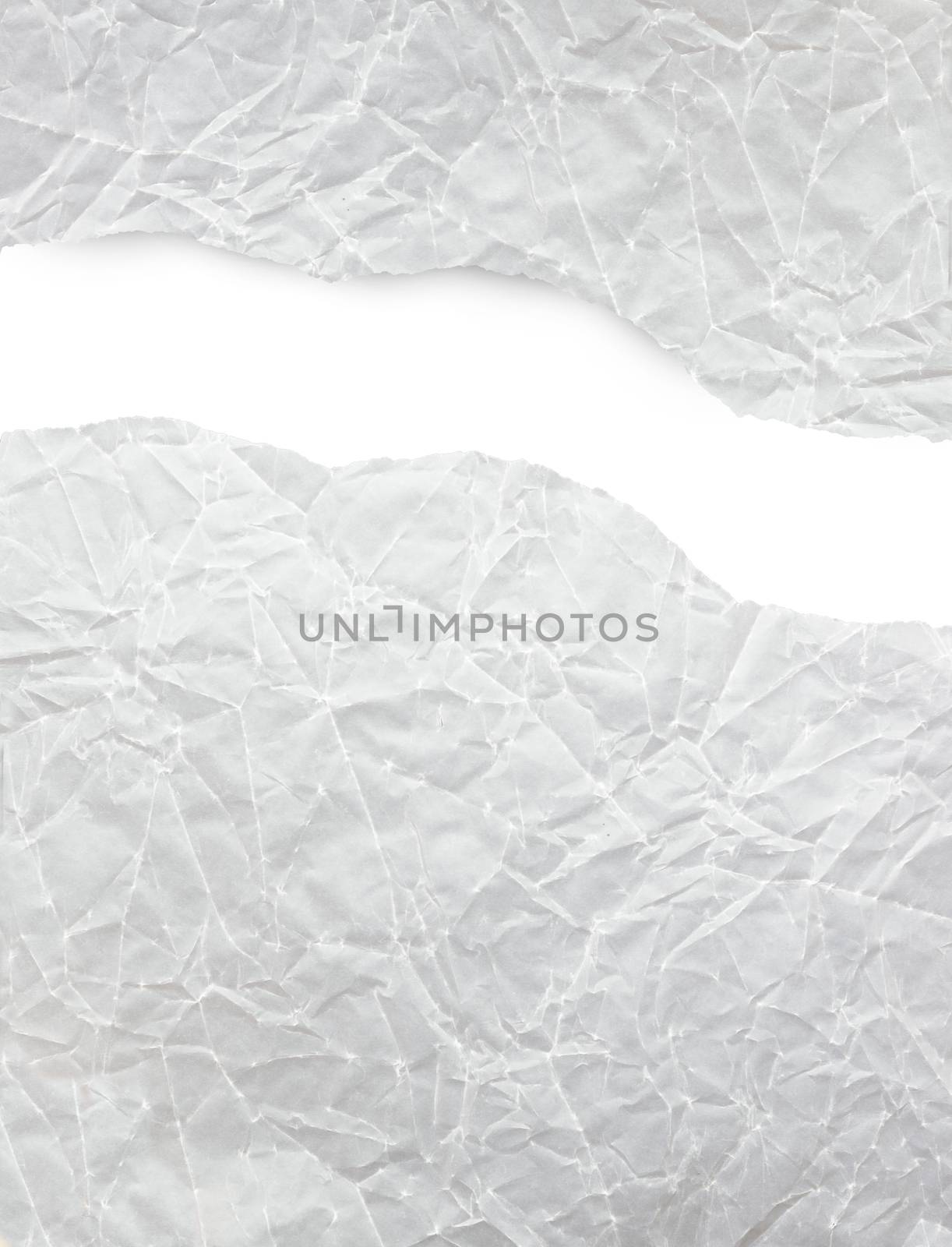 White crumpled torn paper, for backgrounds or textures