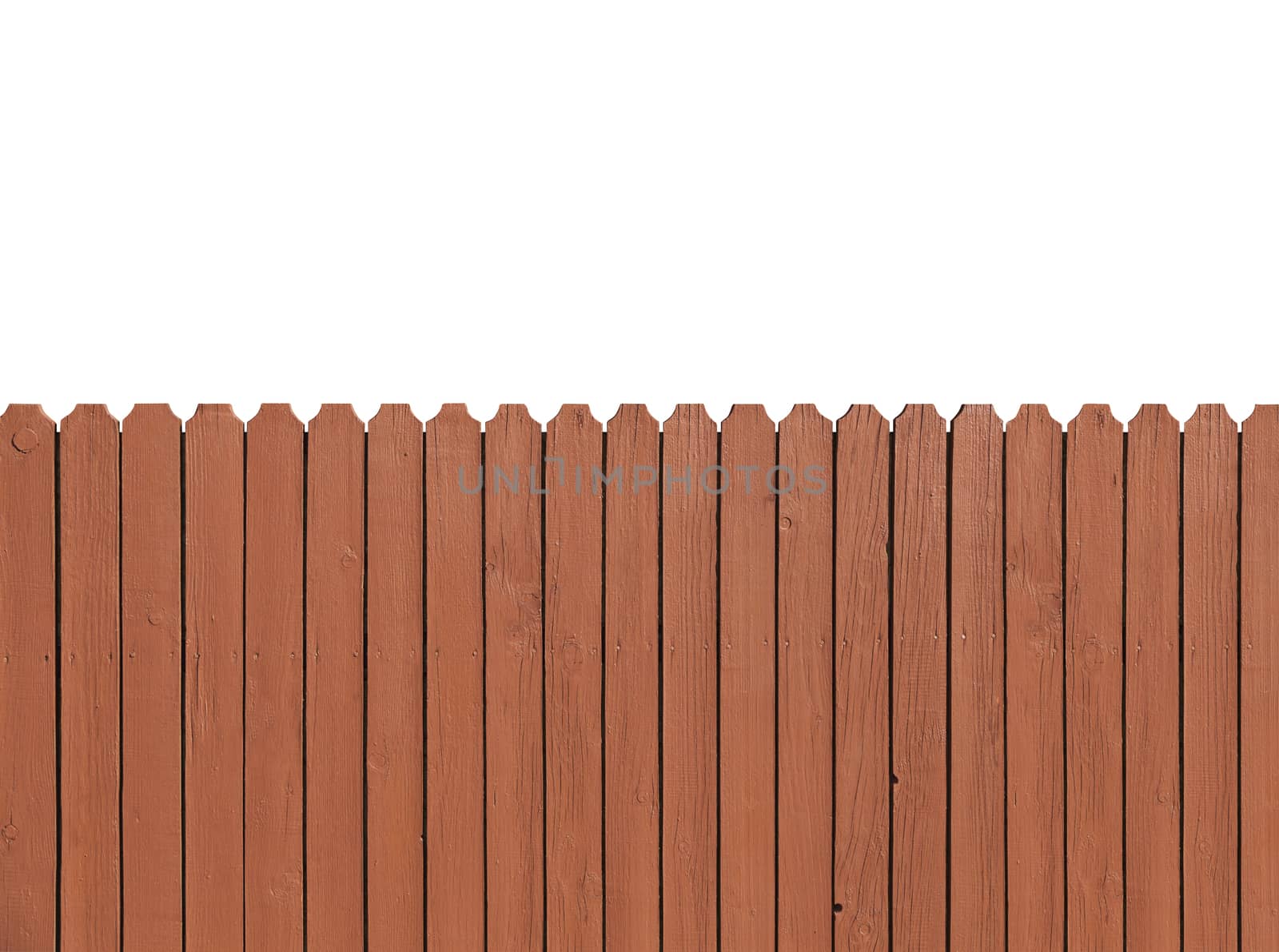 Fence wooden parallel bars, painted brown. Isolated on a white background. With clipping path.