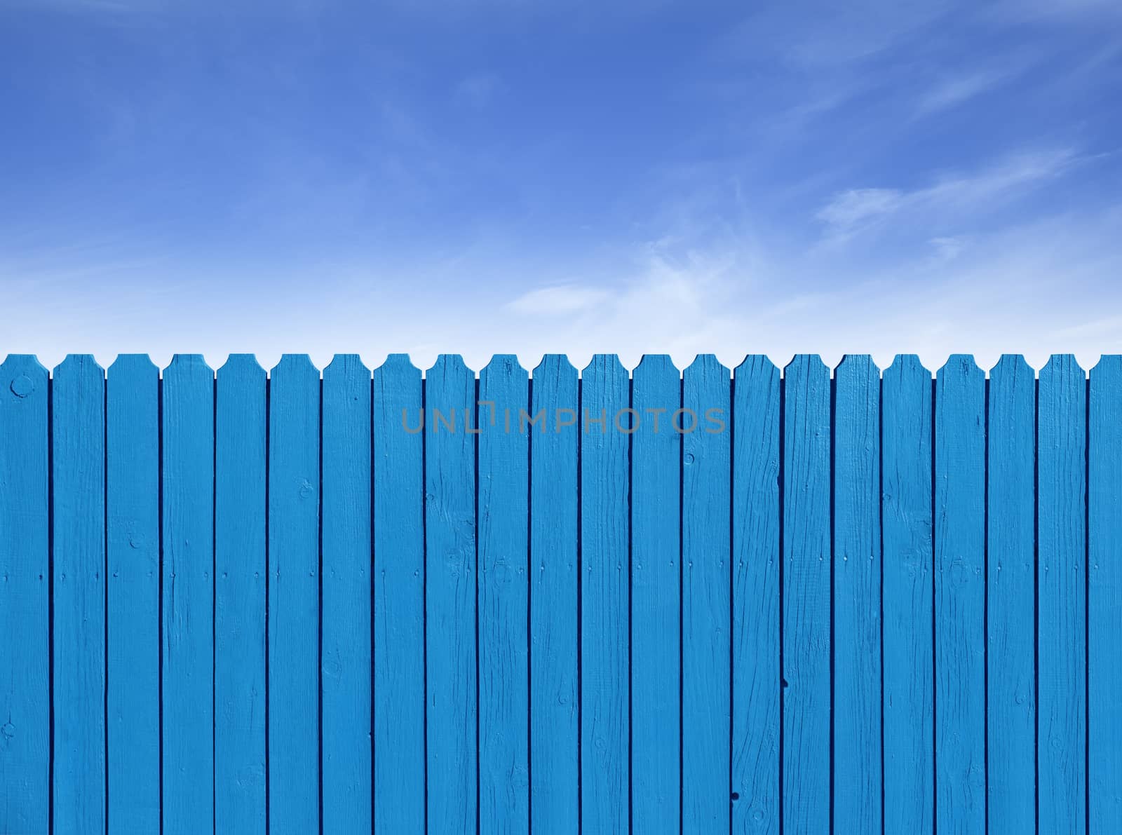 Fence wooden parallel bars, painted blue. Isolated on a white background. With clipping path.