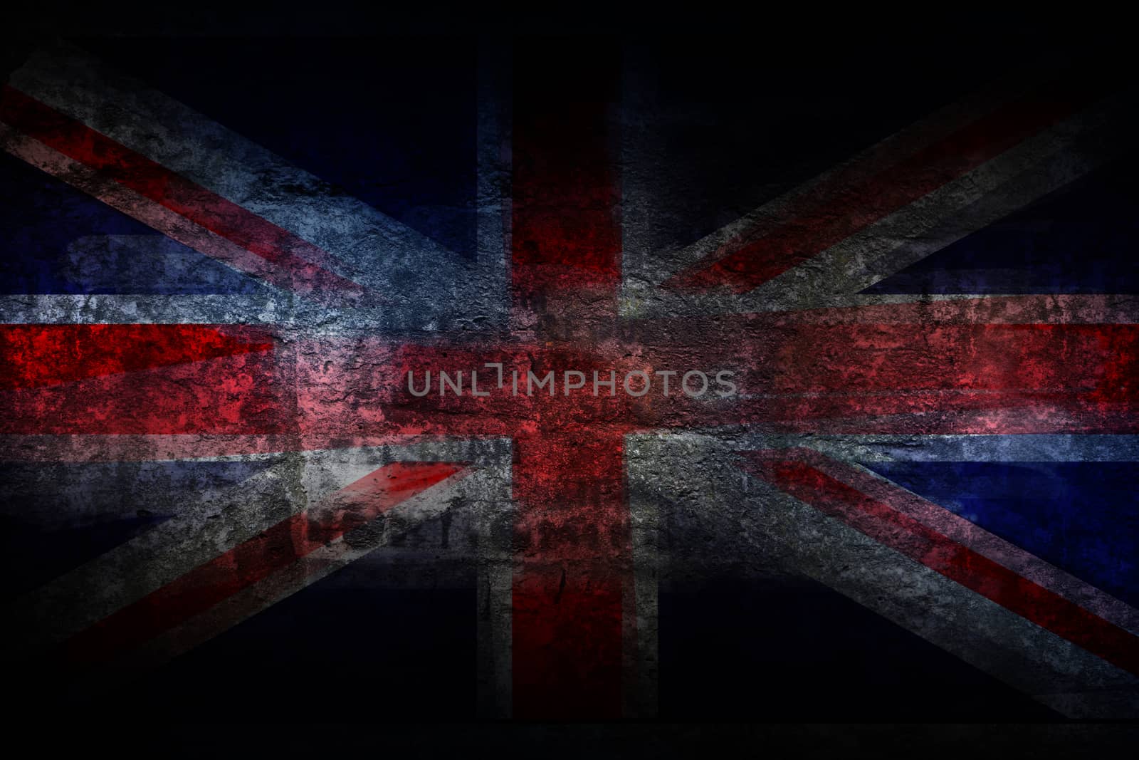 Grunge UK flag on stone texture background closeup