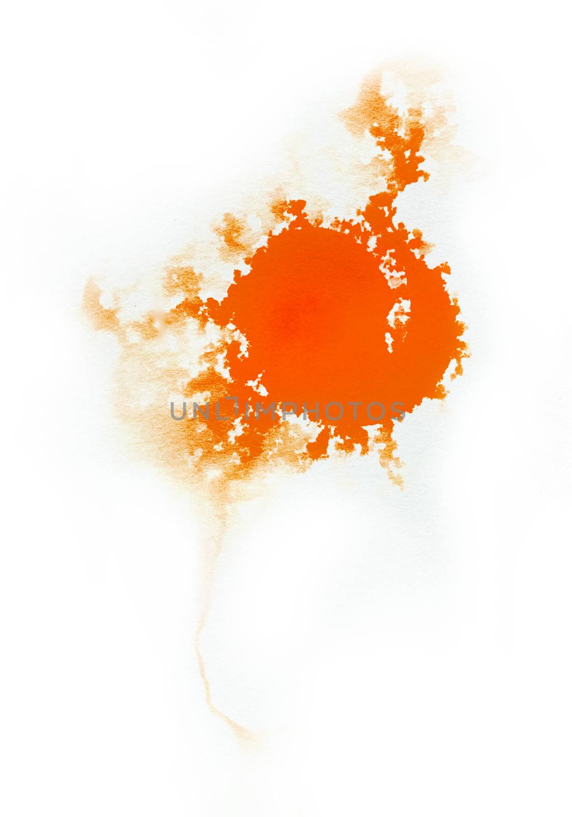 Watercolor Orange color splash on black background