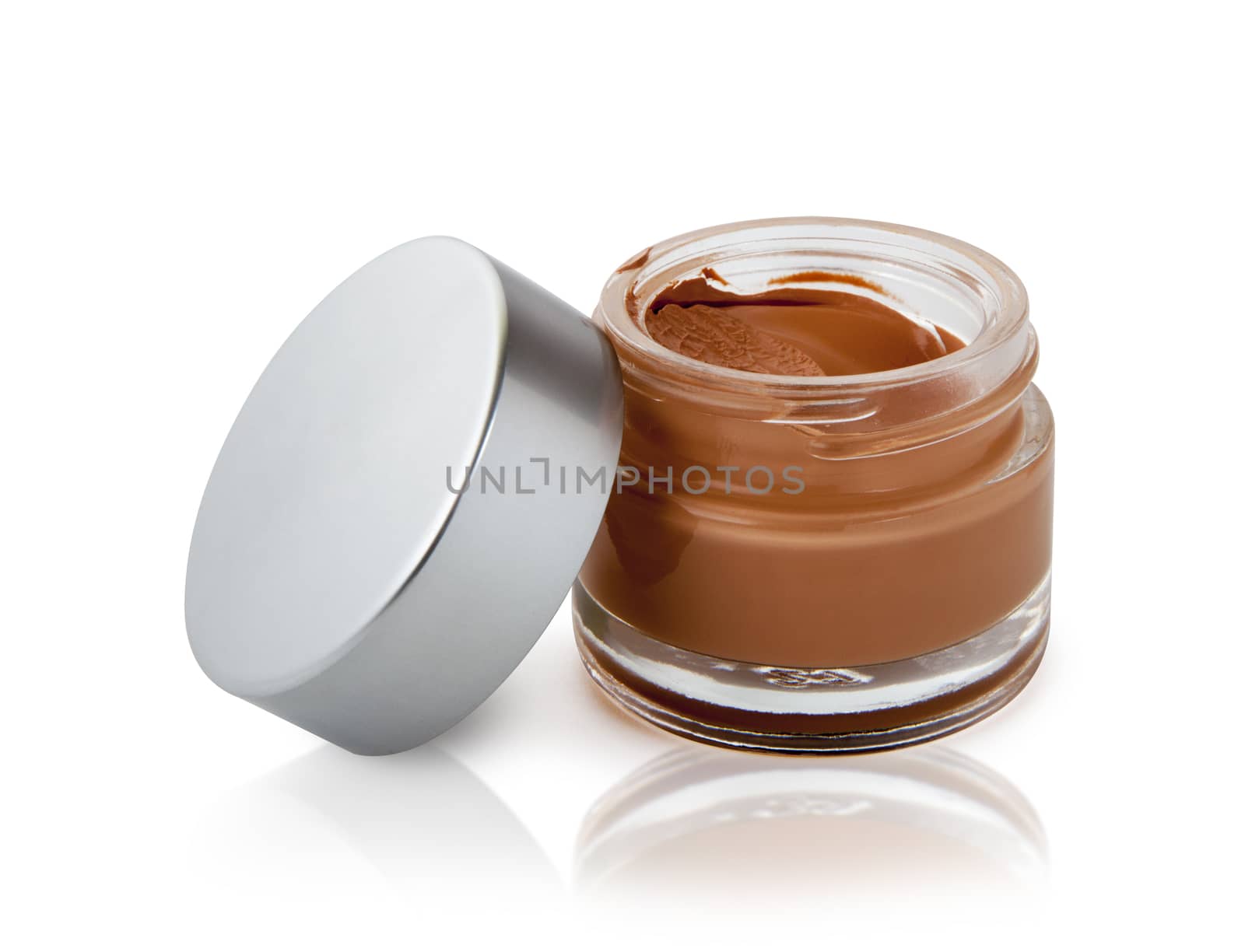 Open Cosmetic Cream Bottle on Isolated White Background. With clipping path