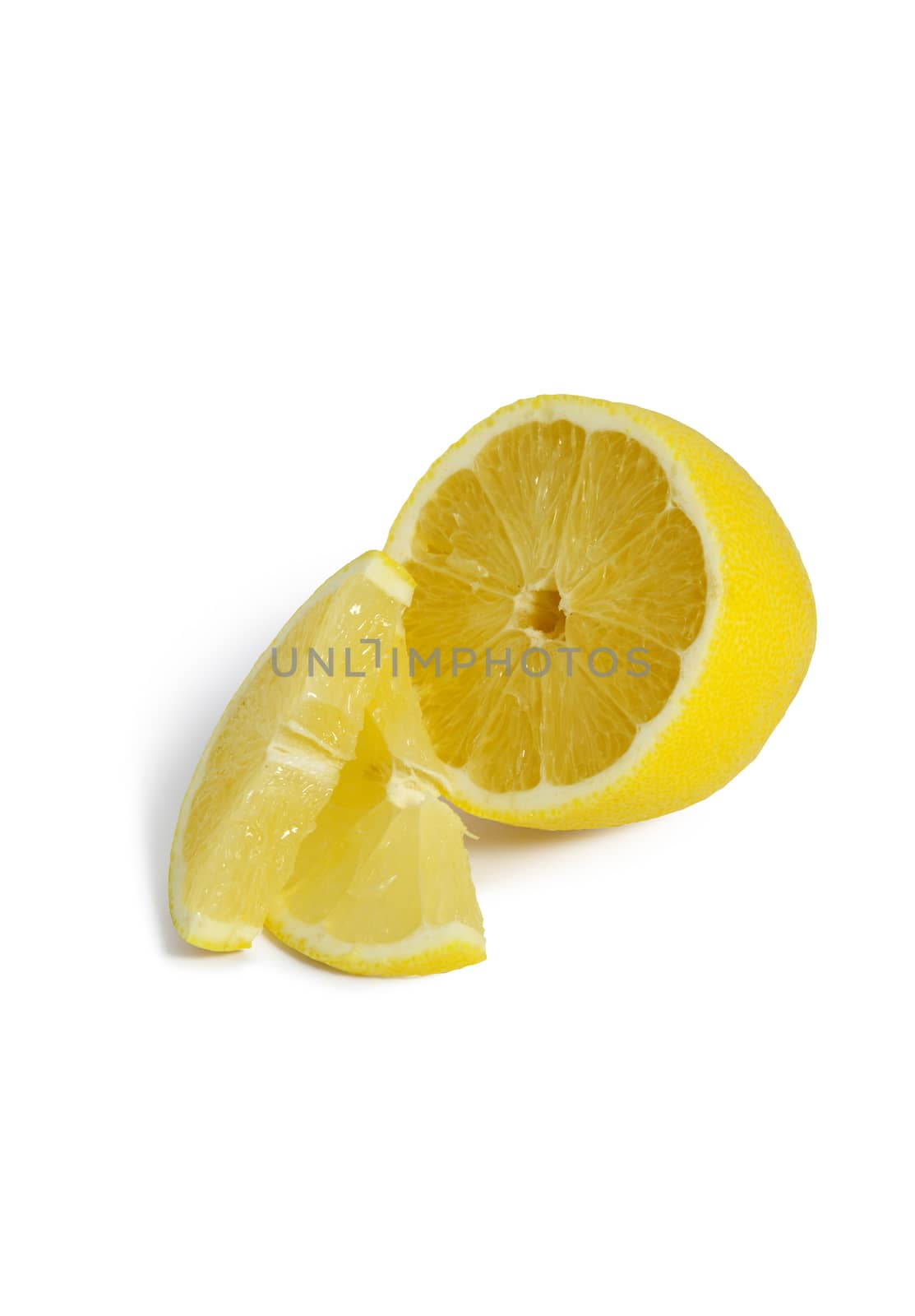 Lemon slices on a isolated white background. With clipping path