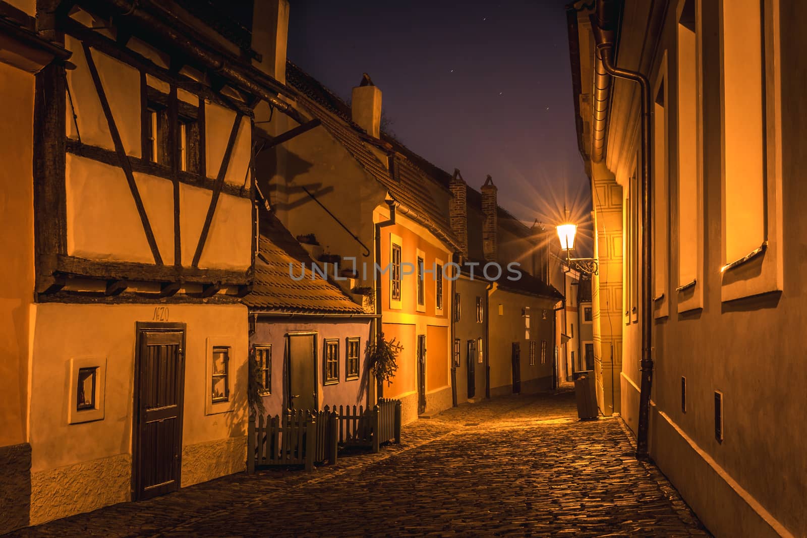 The Golden street at Prague at night. by petrsvoboda91