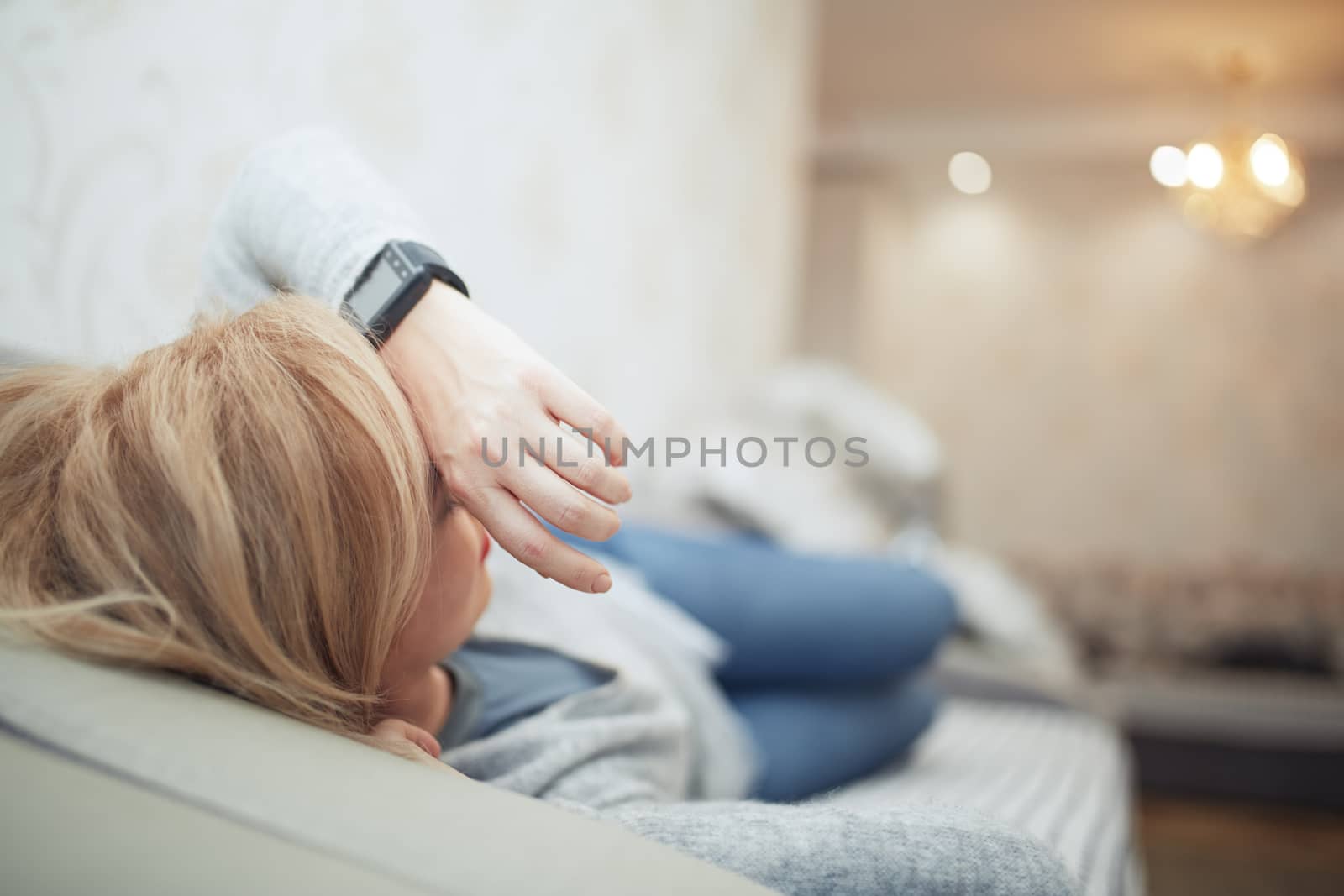 Woman sleeping with smart watch by Novic