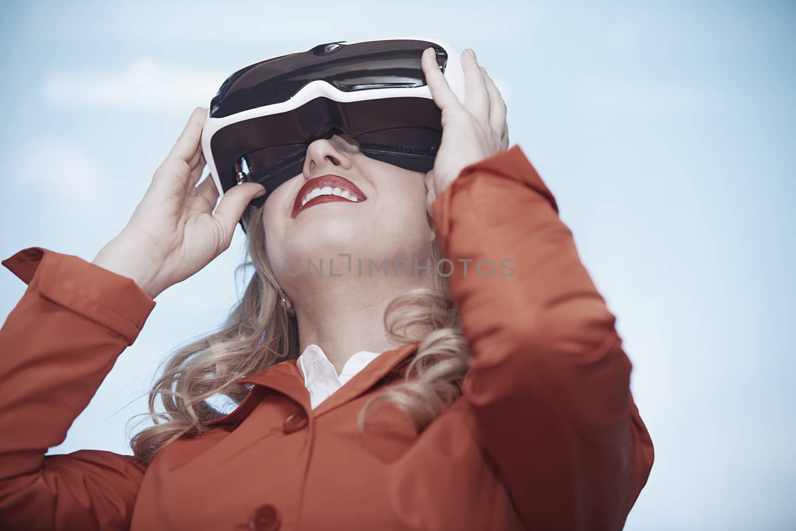 Woman at office wearing Virtual reality headset by Novic