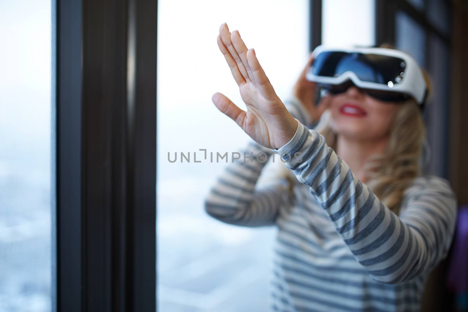 Woman wearing Virtual reality headset