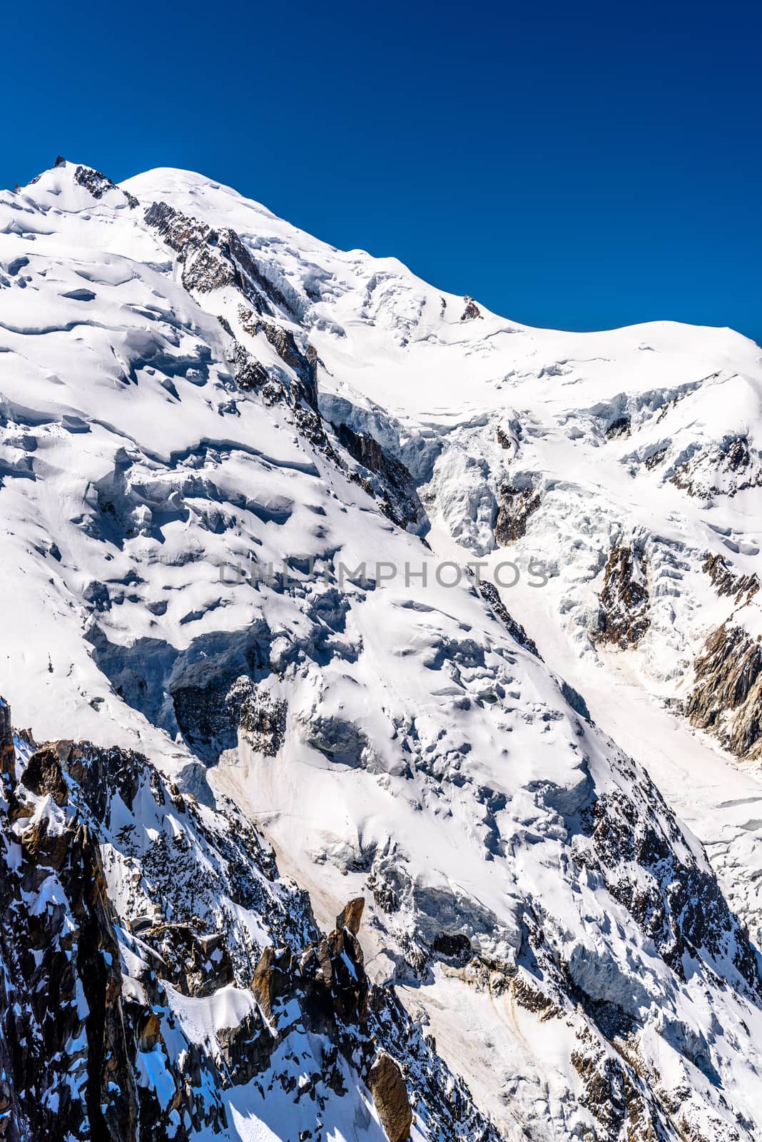 Snowy mountains in Chamonix, Mont Blanc, Haute-Savoie, Alps France