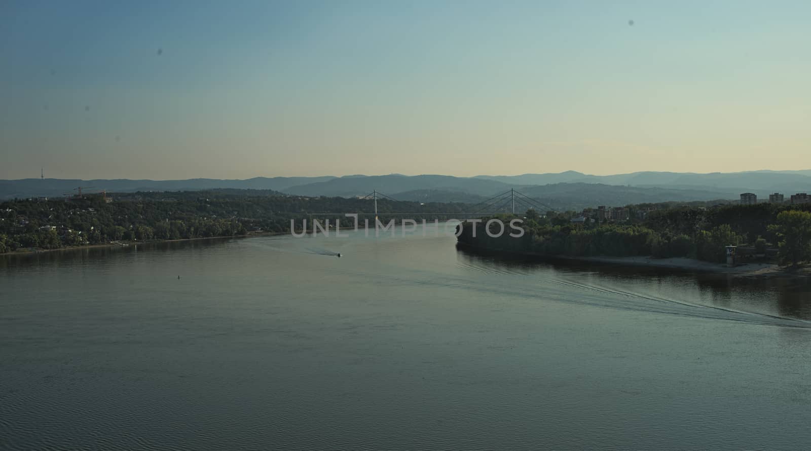 Panoramic view on river Danube in Novi Sad, Serbia by sheriffkule