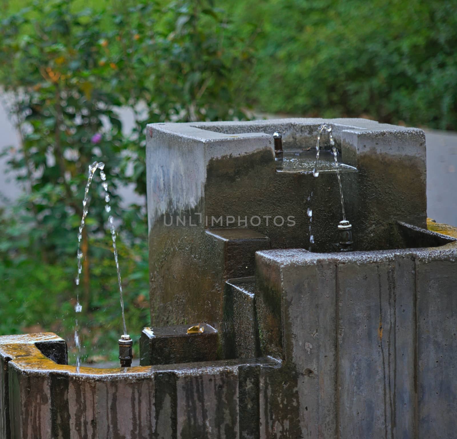 Concrete fountain for drinking water in park