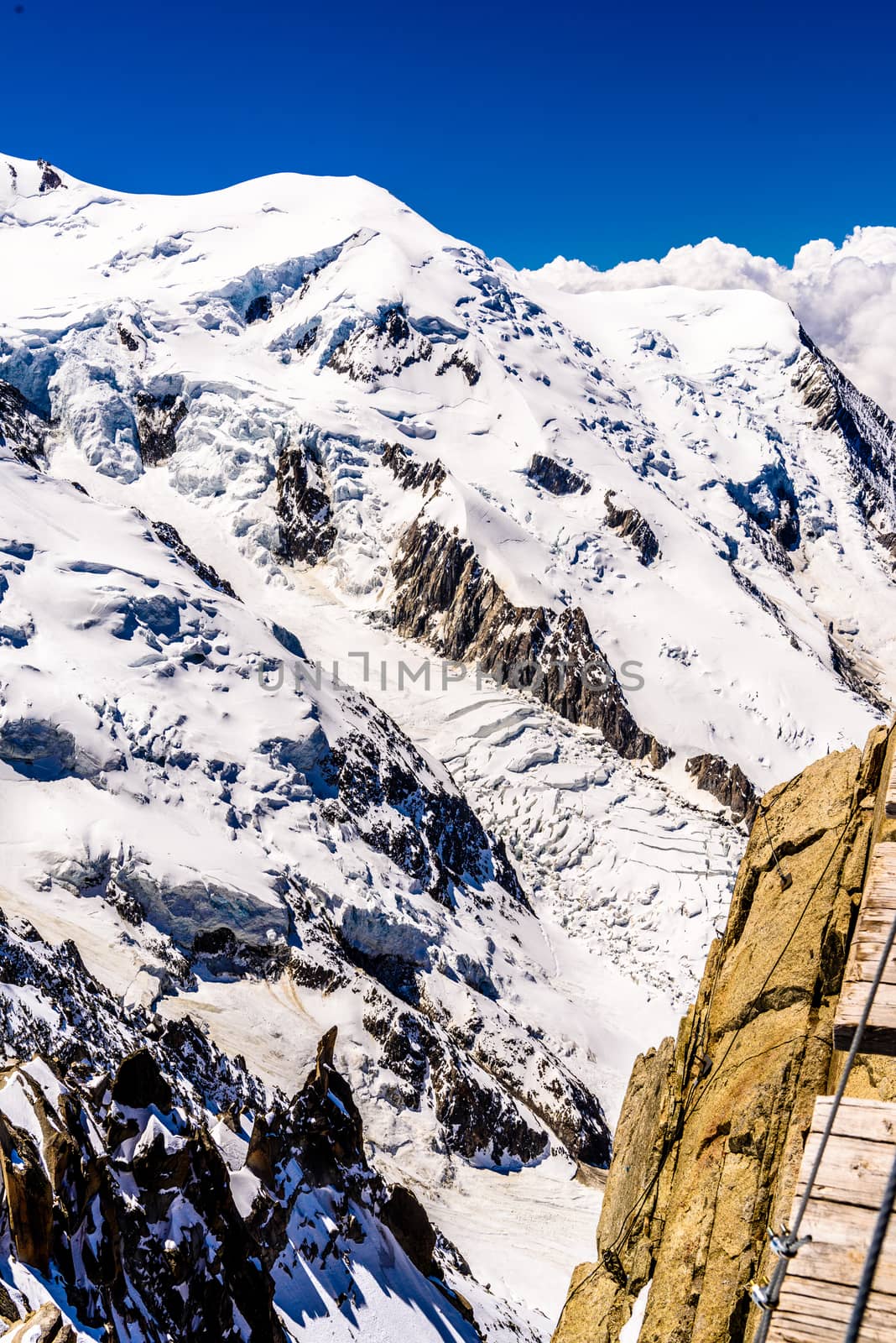 Snowy mountains in Chamonix, Mont Blanc, Haute-Savoie, Alps France