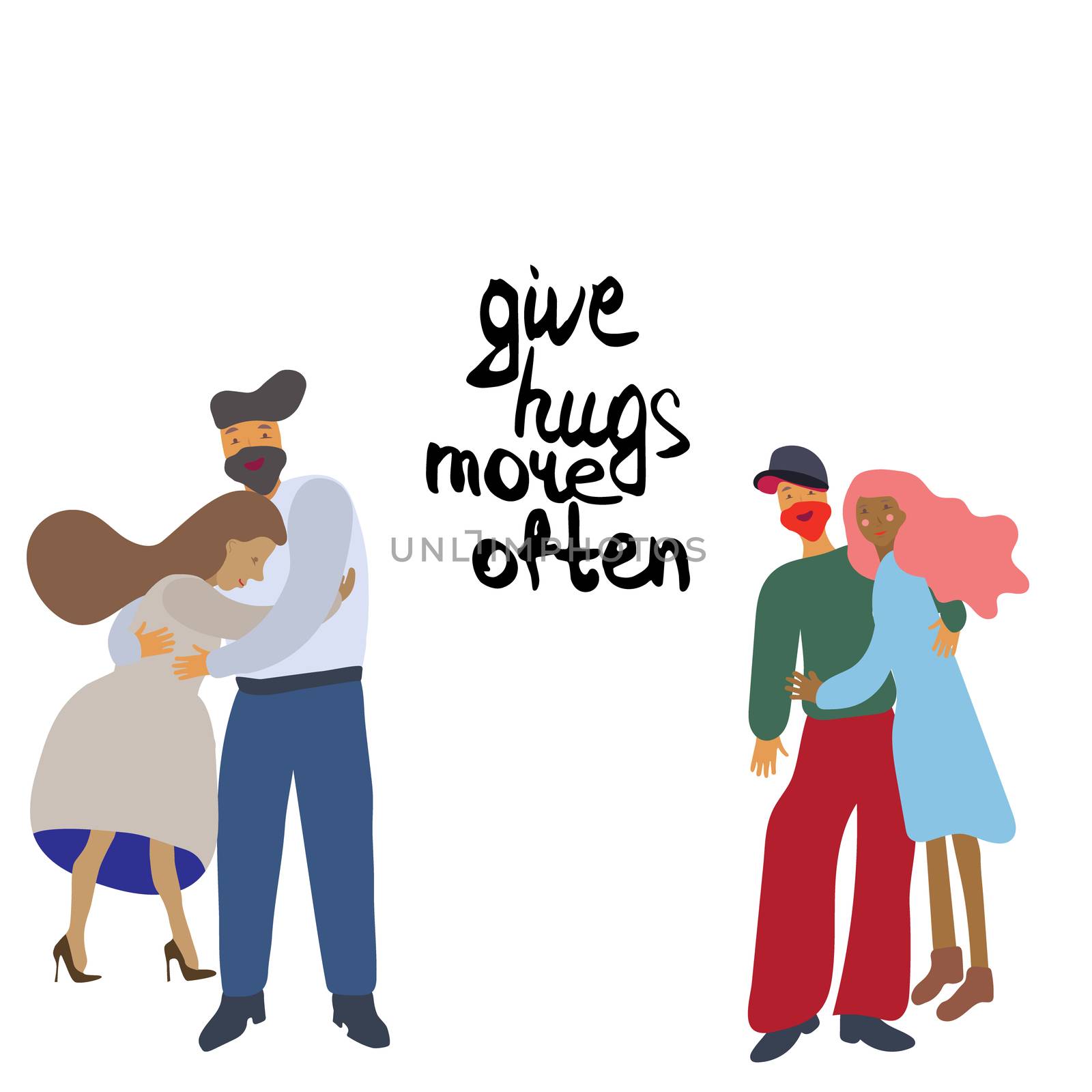 Hugging couple with note give hugs more often.  by Nata_Prando