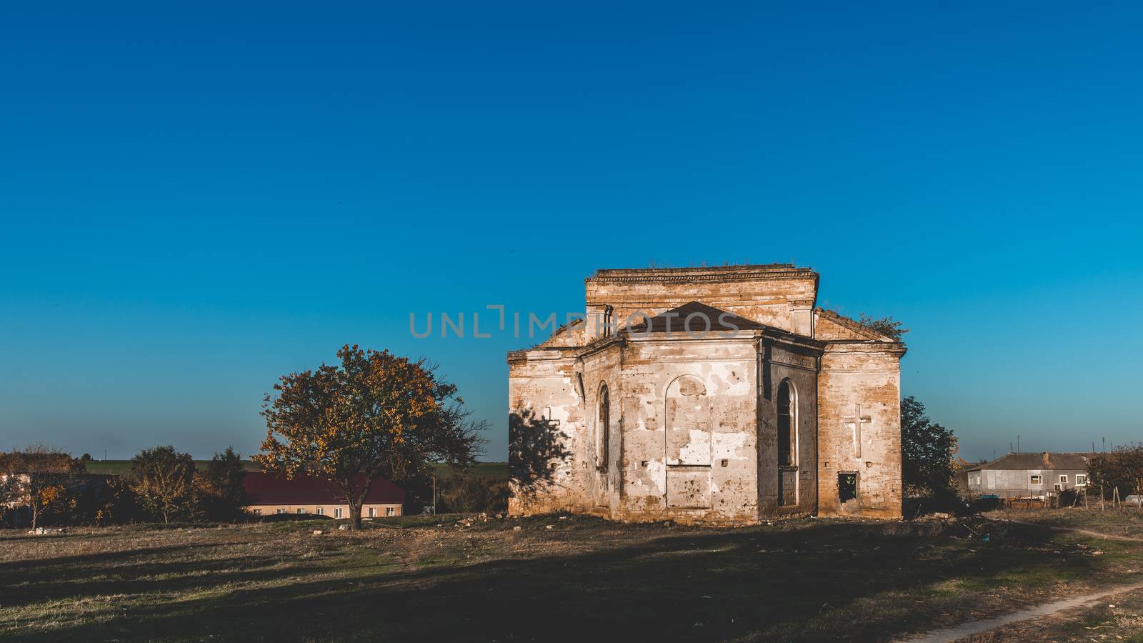 Abandoned Catholic church of the Nativity of the Blessed Virgin Mary in the village of Kamenka, Odessa region, Ukraine