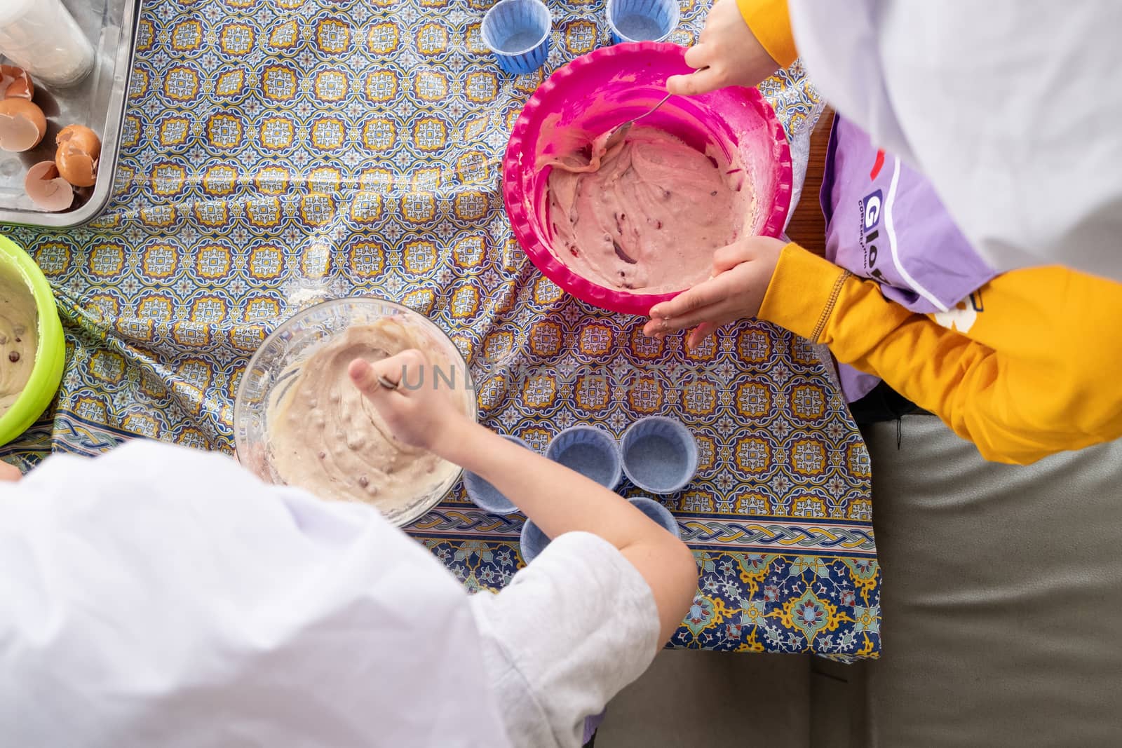 Khabarovsk, Russia - March 02, 2019: cooking master class on making cupcakes with cream. by rdv27