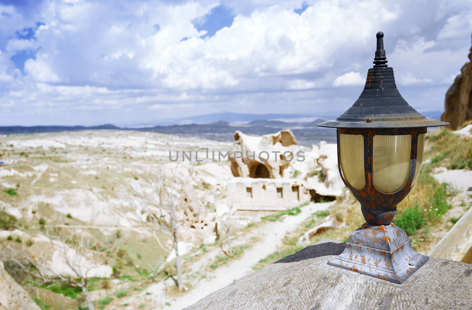 Street lamp at observation platform in Cappadocia, Turkey