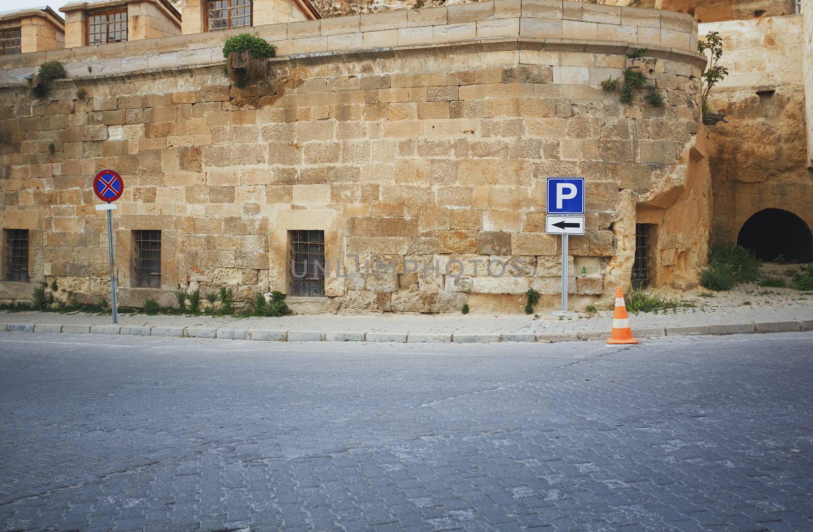 Road signs in old town of Istanbul province, Turkey