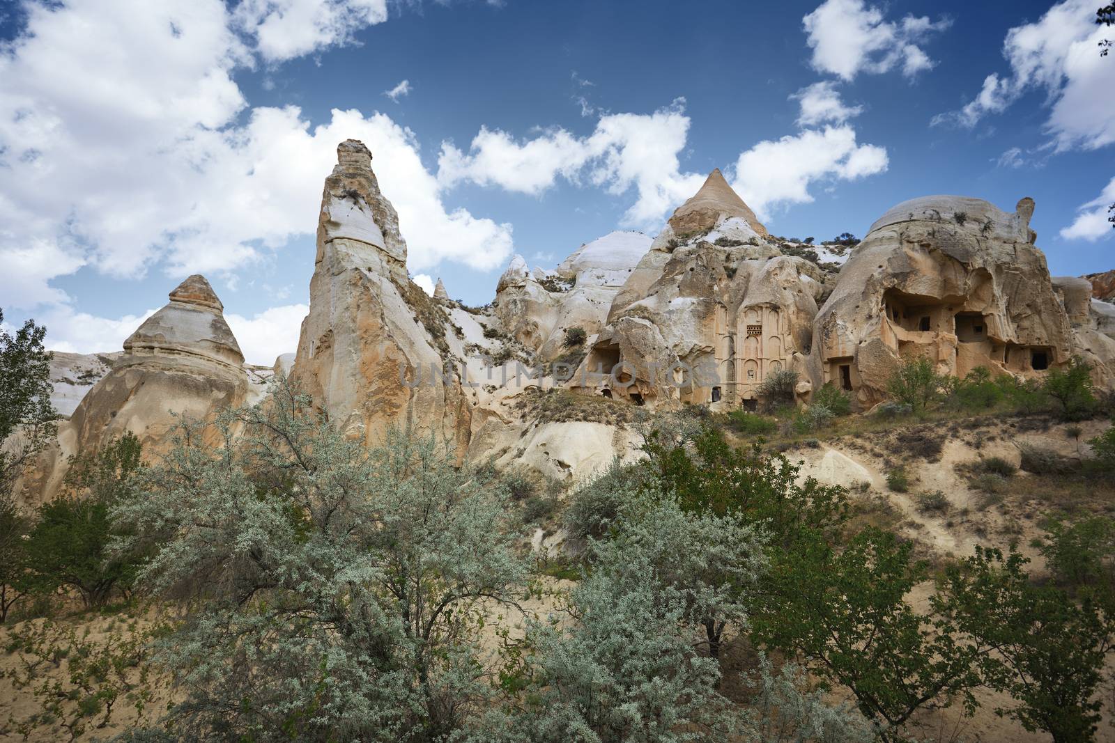 Ancient stone houses of Cappadocia, Turkey