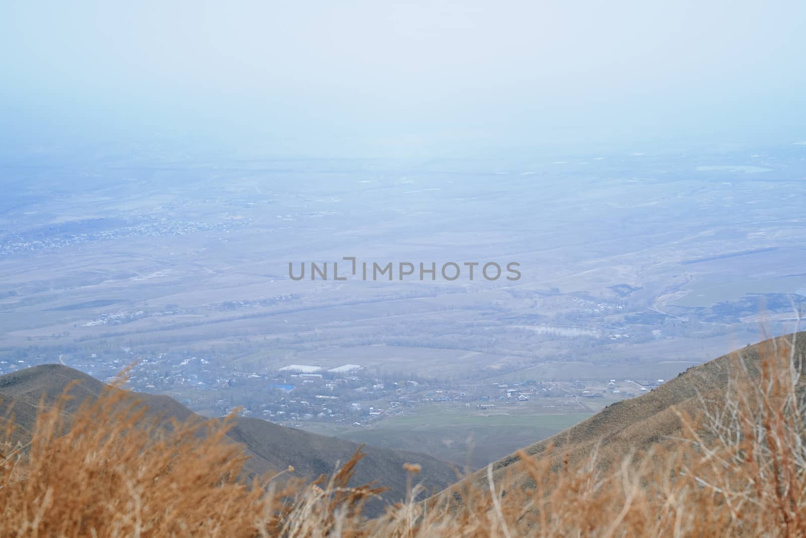 View onto the village from mountains 