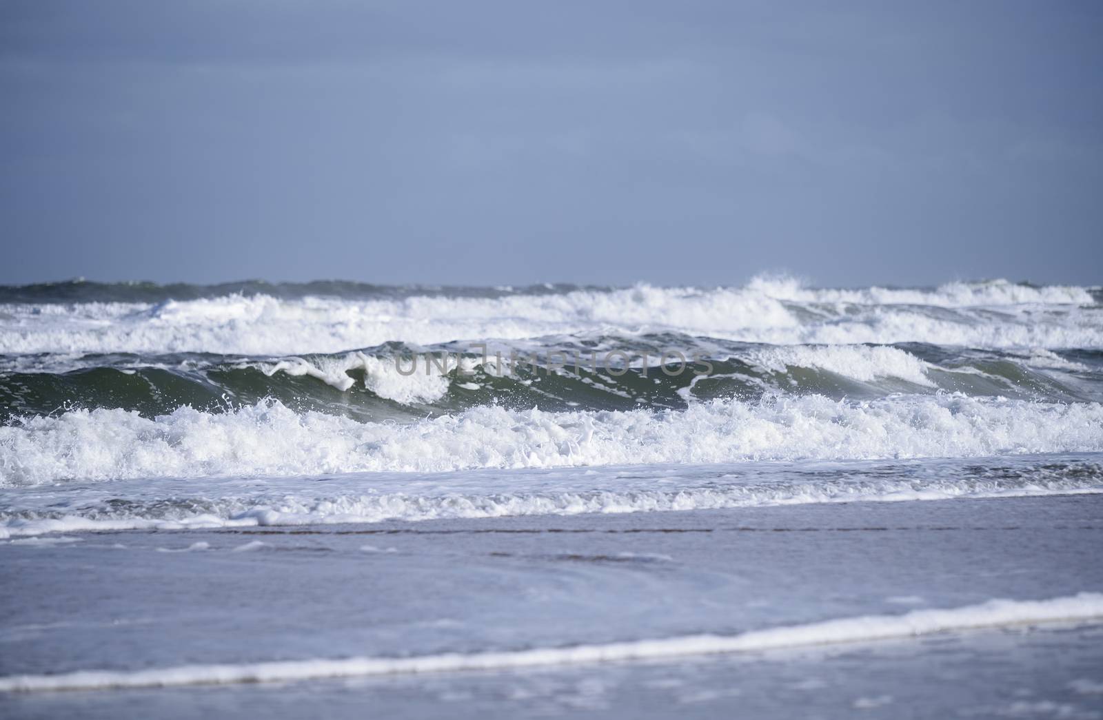 Rough water and waves in Pacific Ocean