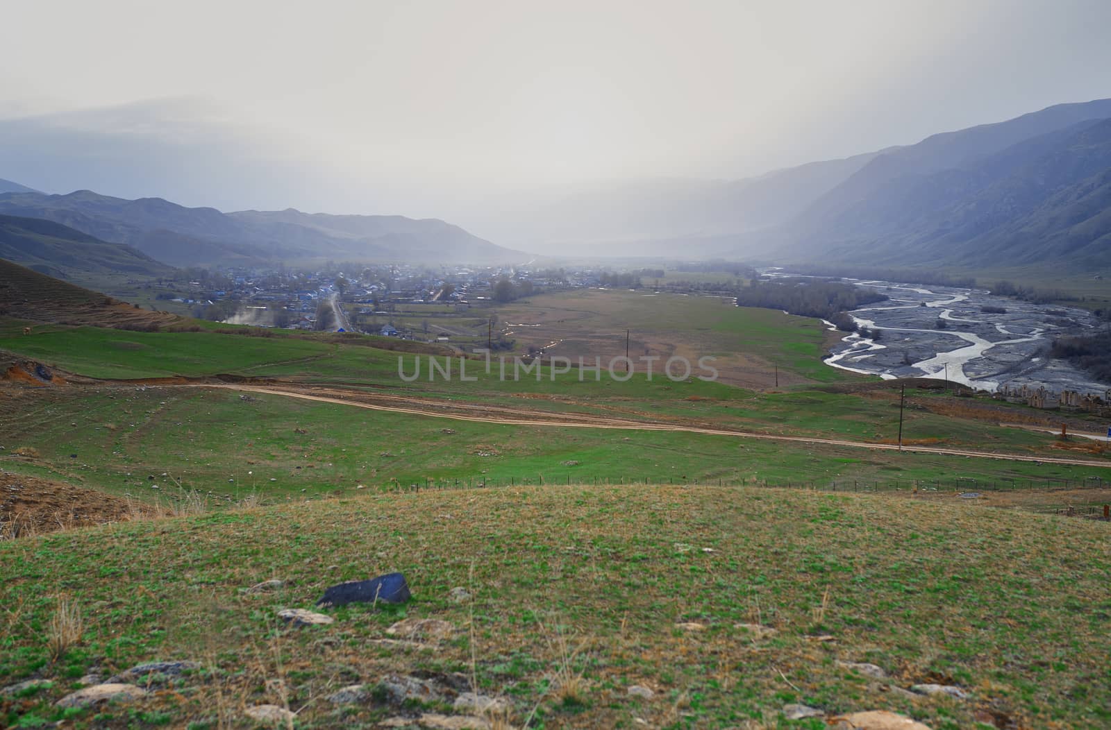 Mountain village in the mountain valley