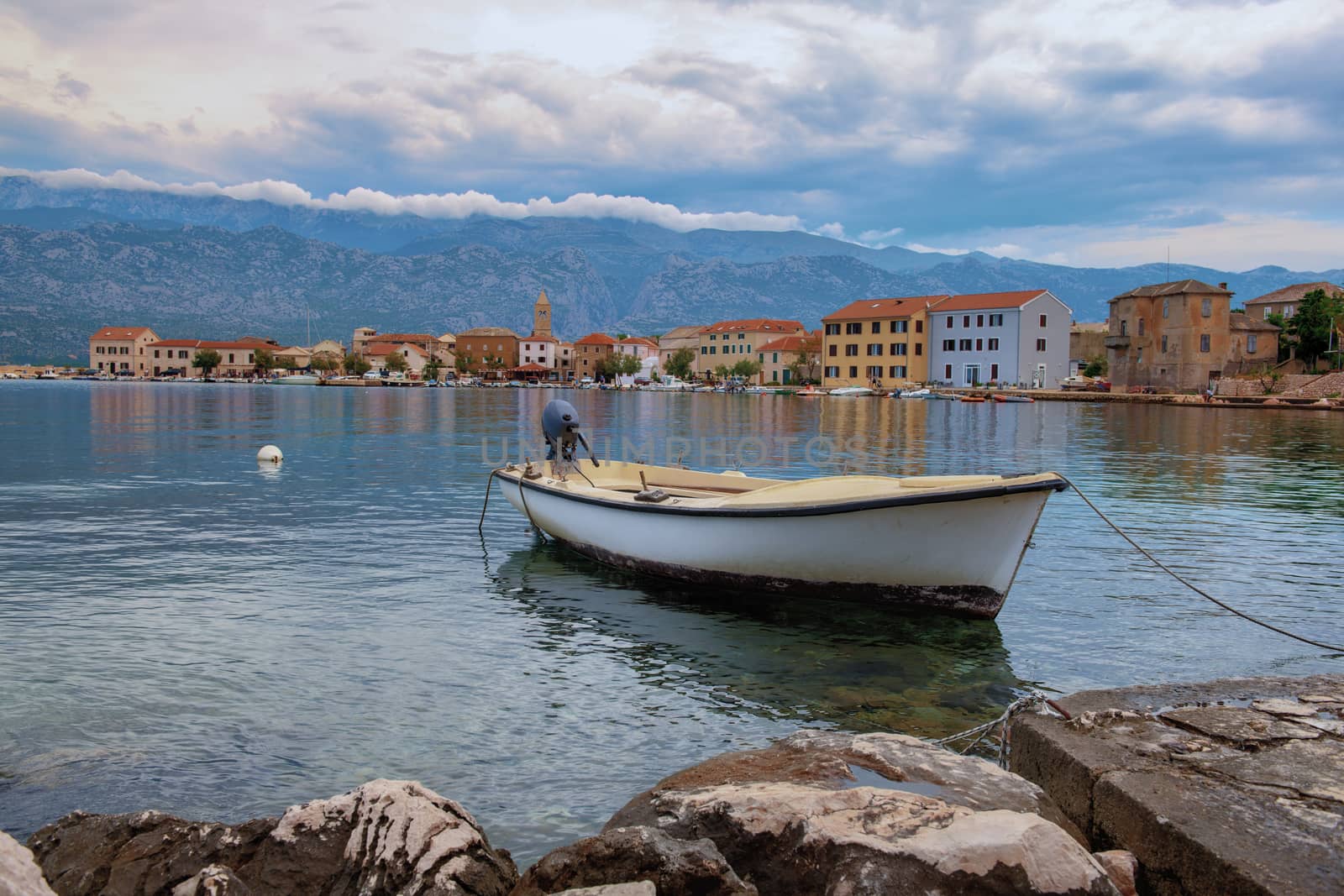 Traditional old village Vinjerac, Croatia, Velebit mountains and Paklenica national park in background by asafaric