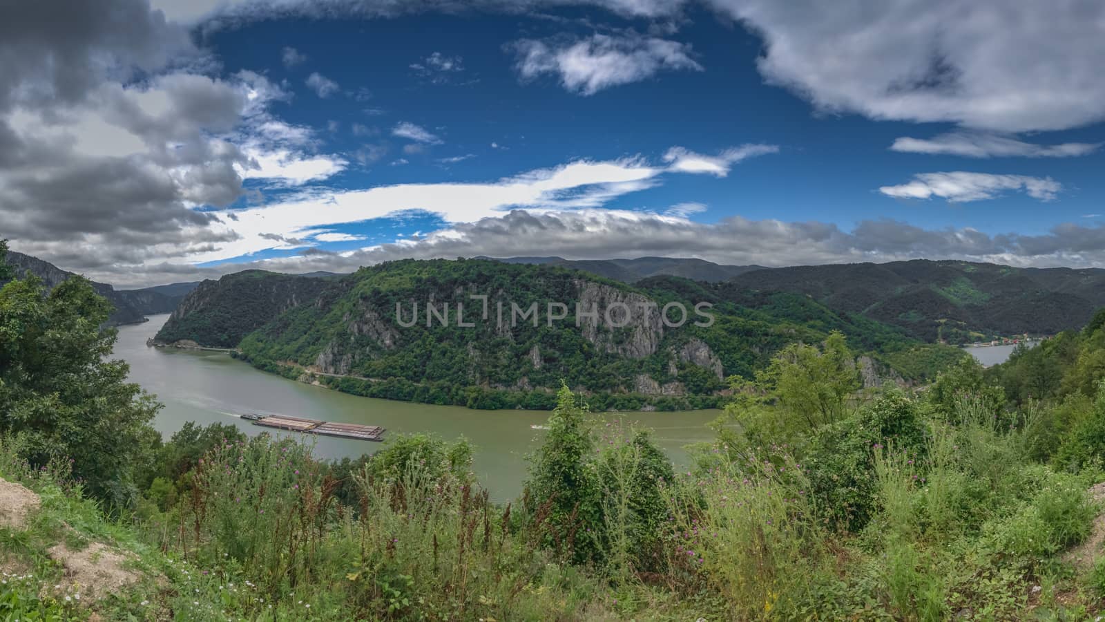 View of the Danube River and Romania from Golo Brdo, Bare Hill and National Park Derdap, Serbia