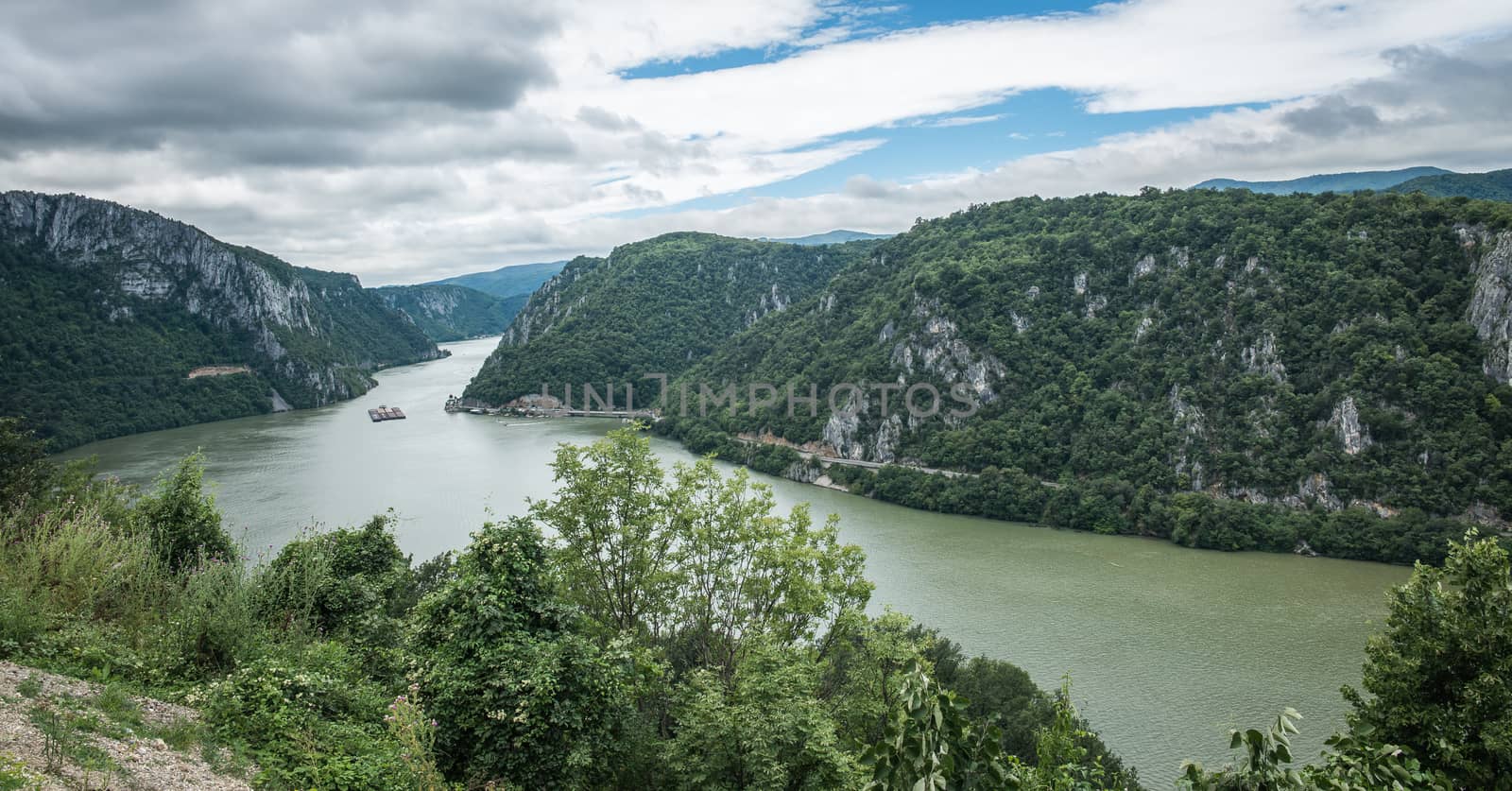 View of the Danube River and Romania from Golo Brdo, Bare Hill and National Park Derdap, Serbia