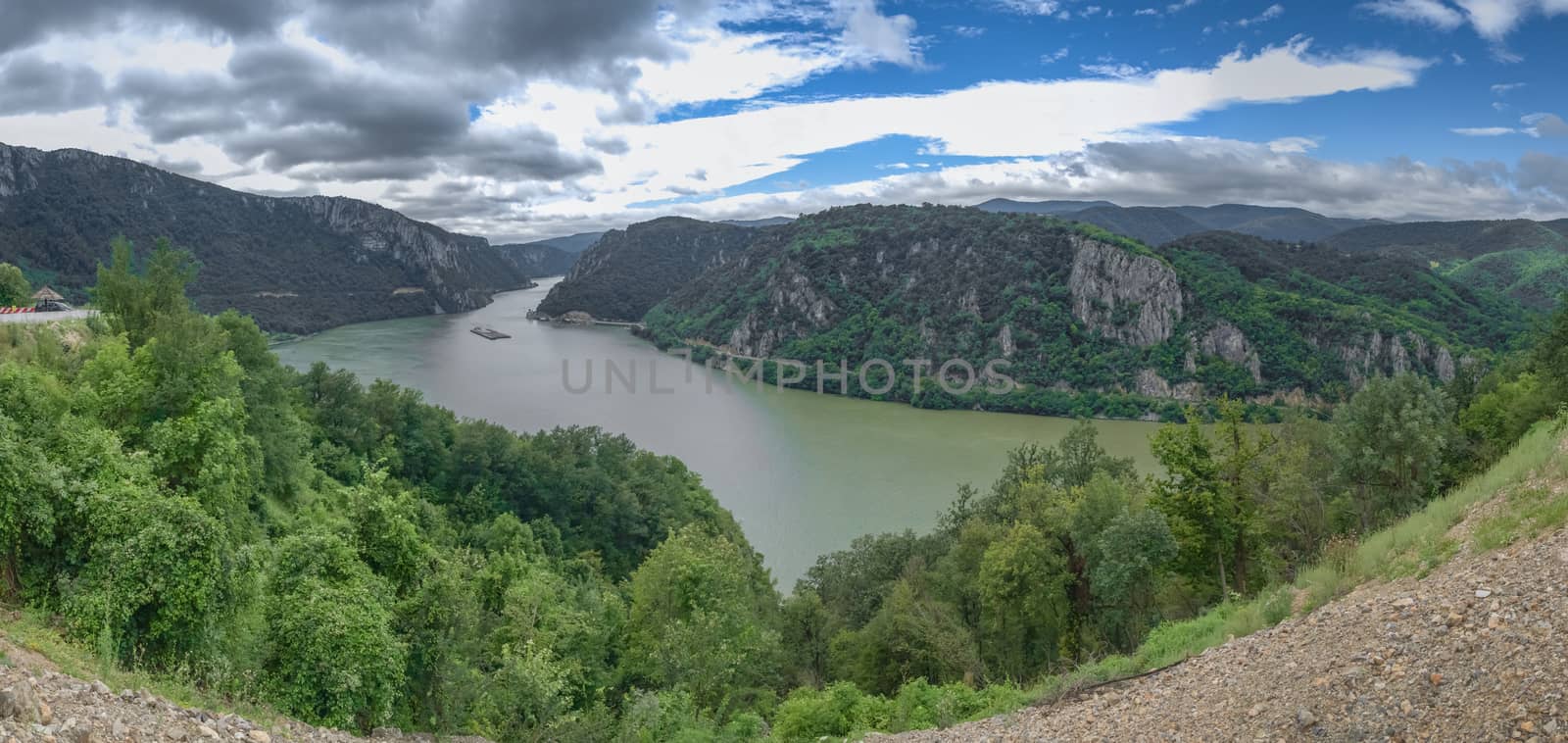 View of the Danube River and Romania from Golo Brdo, Bare Hill and National Park Derdap, Serbia