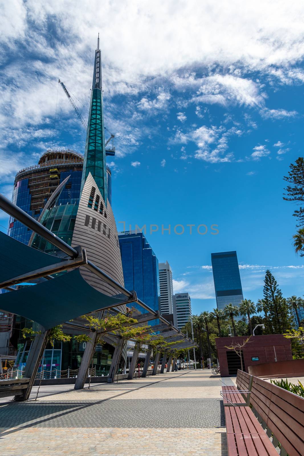 The Bell Tower at Elizabeth Quay in Perth, Western Australia by MXW_Stock