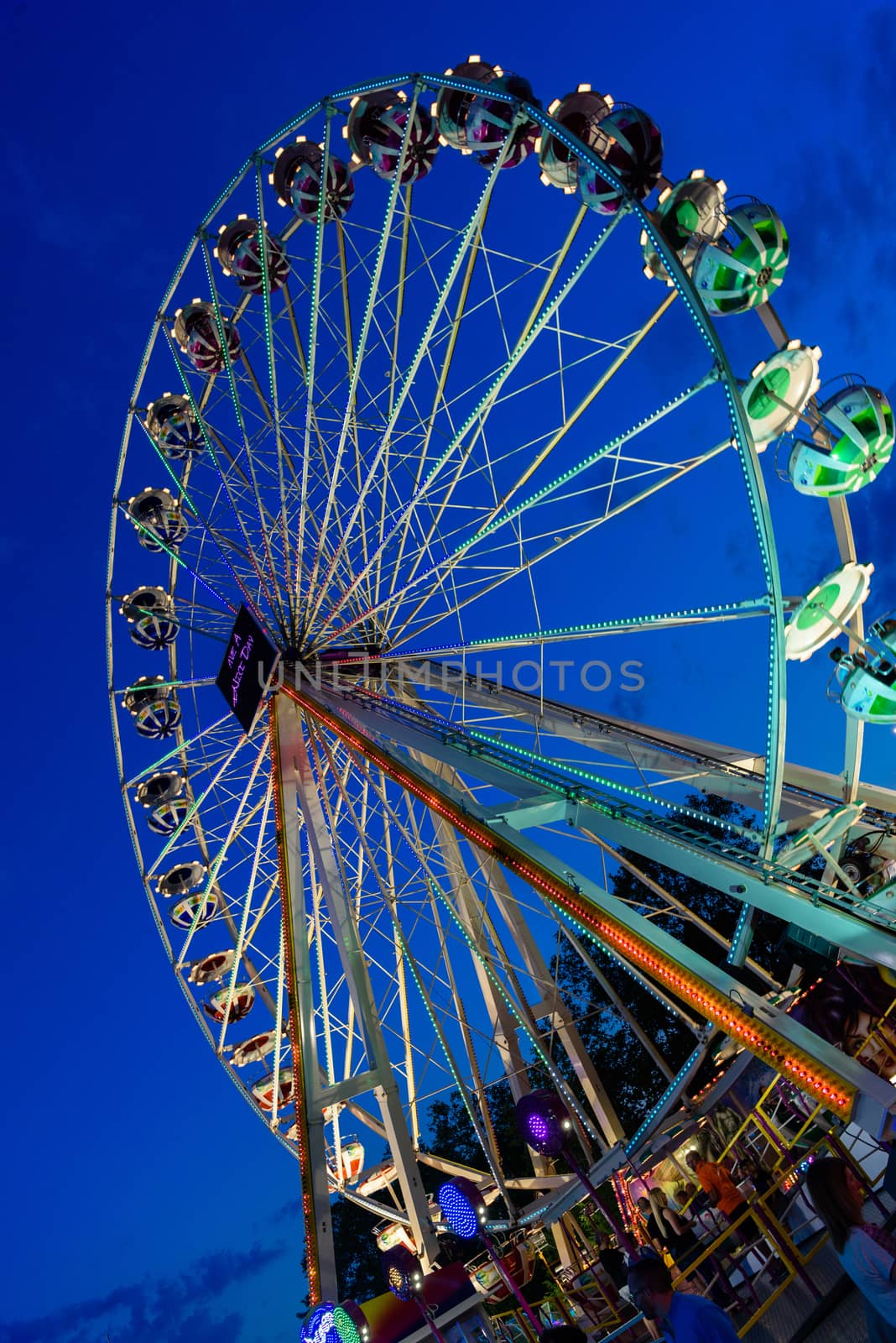 Ferris wheel in amusement park in Lausanne, Switzerland.