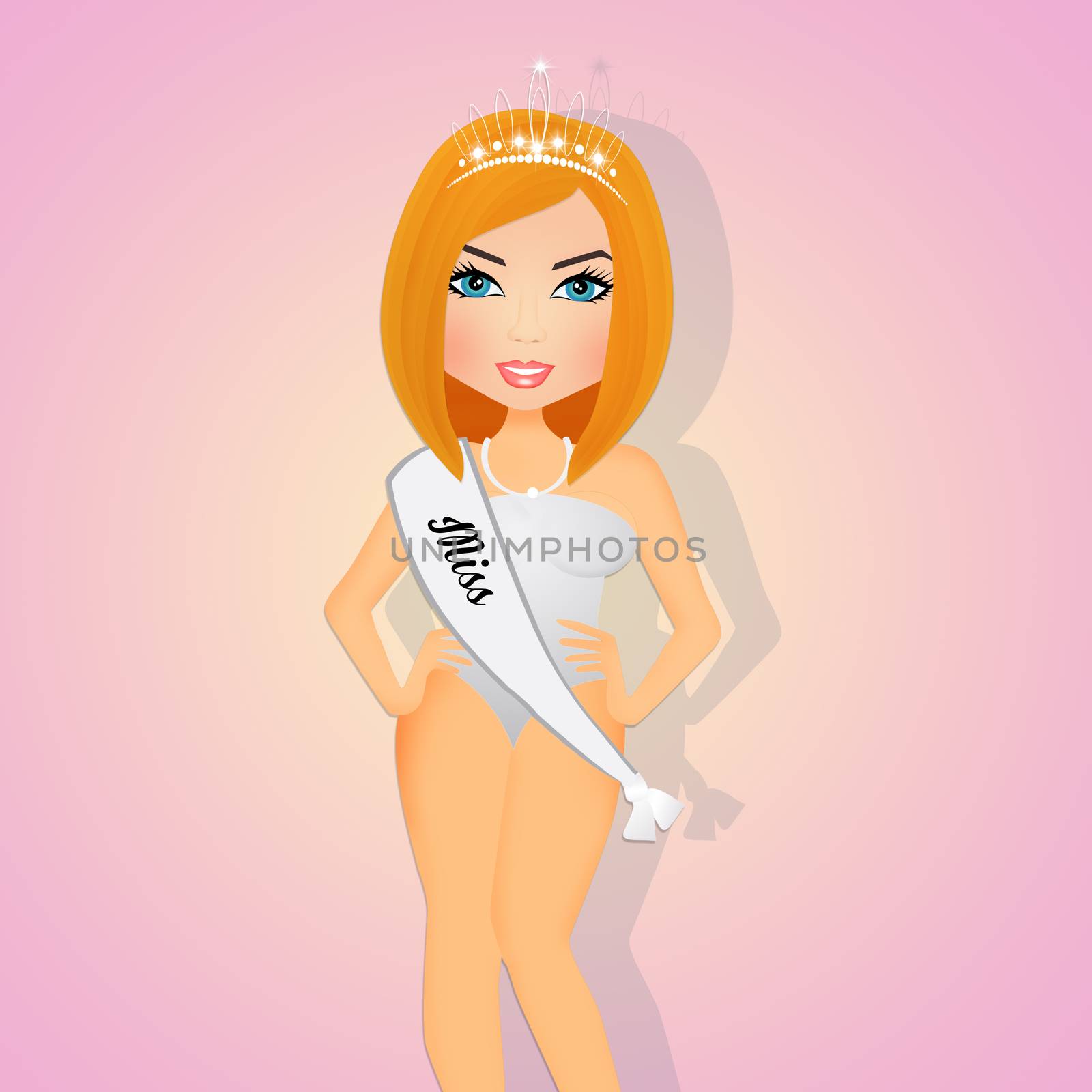 illustration of blonde girl on beauty contest