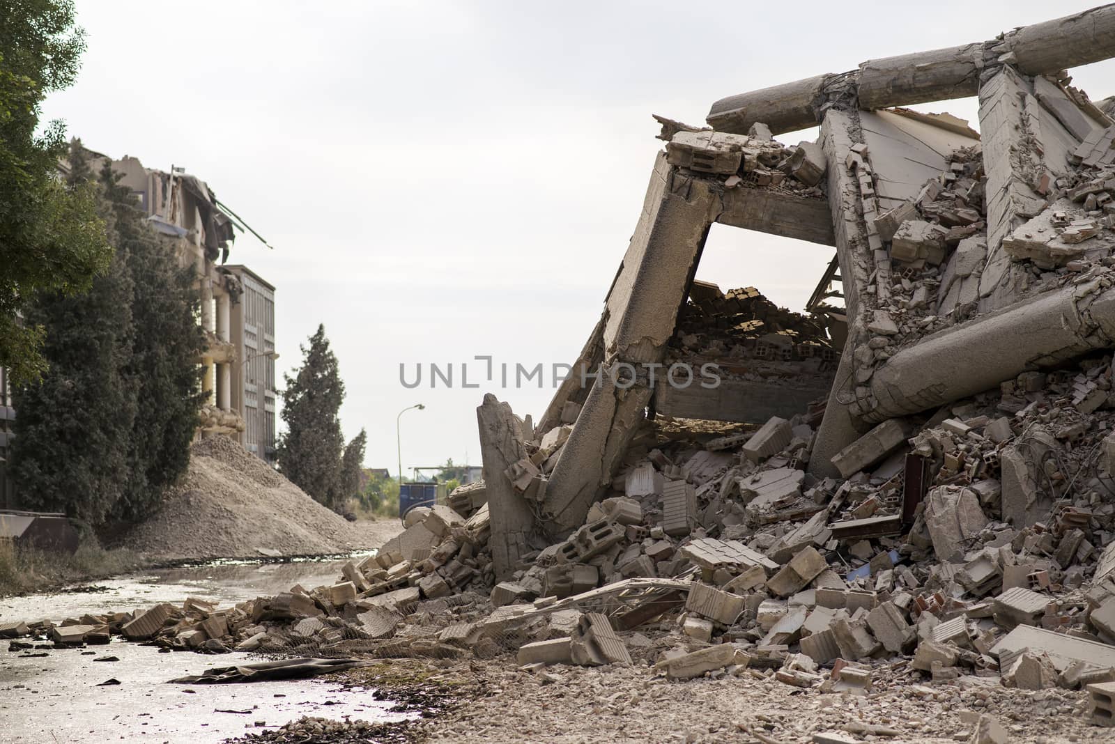 Collapsed industrial concrete building by vladiczech