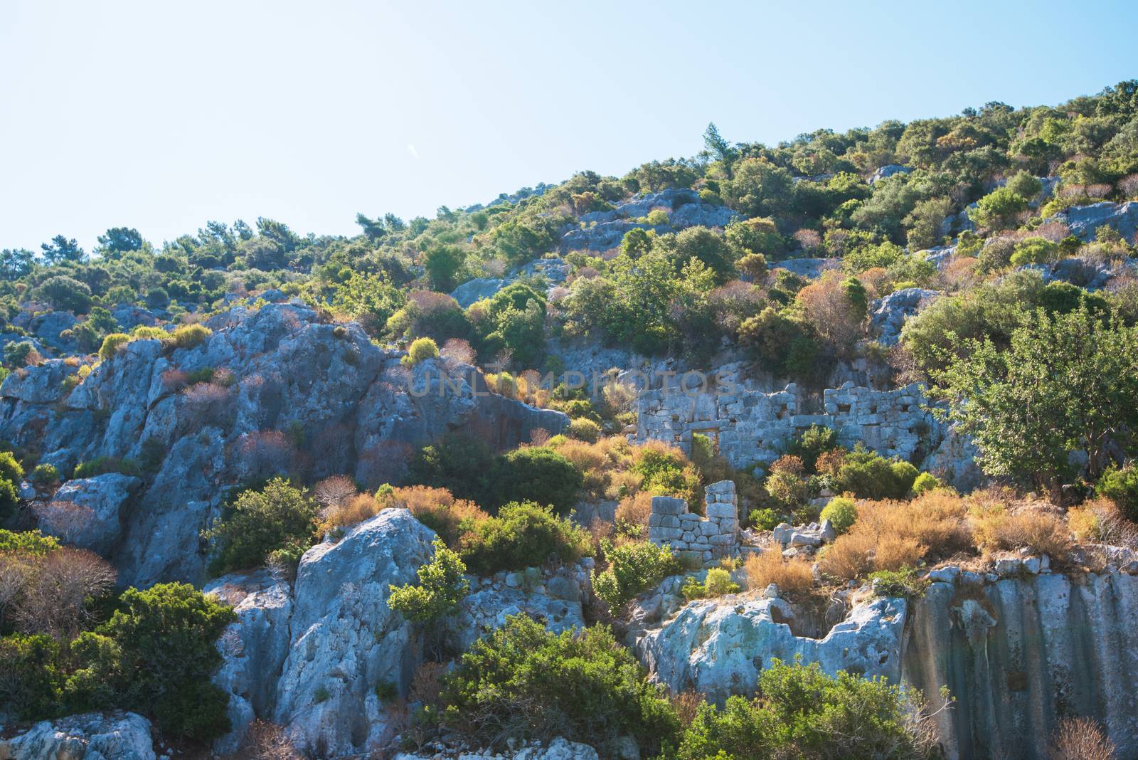 Sea, near ruins of the ancient city on the Kekova island, Turkey