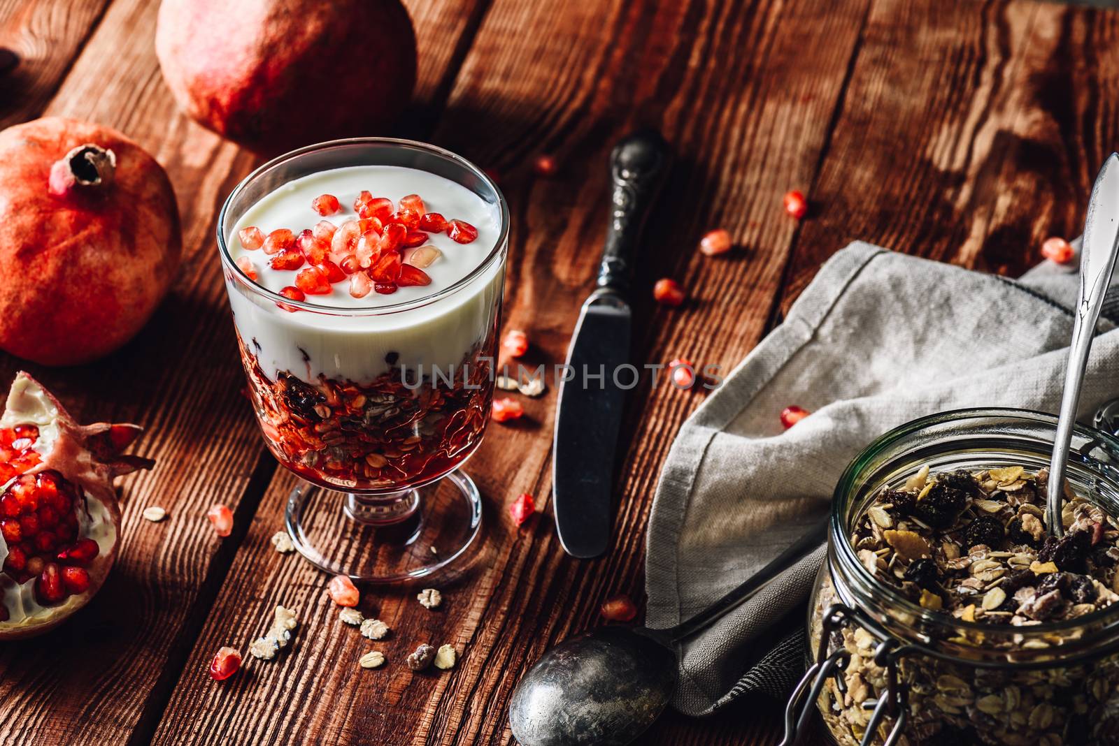 Homemade Dessert with Ingredients on Wooden Table. by Seva_blsv