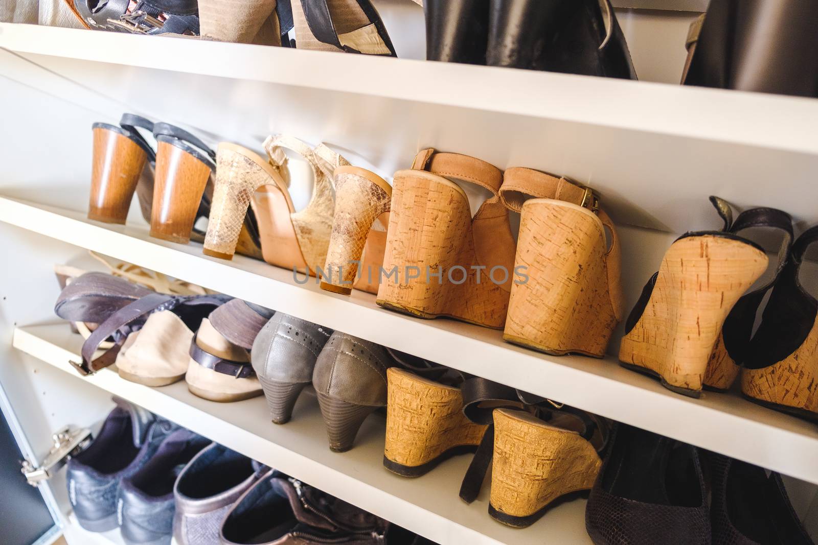 shoe rack women heels shoes cork wooden heels by LucaLorenzelli
