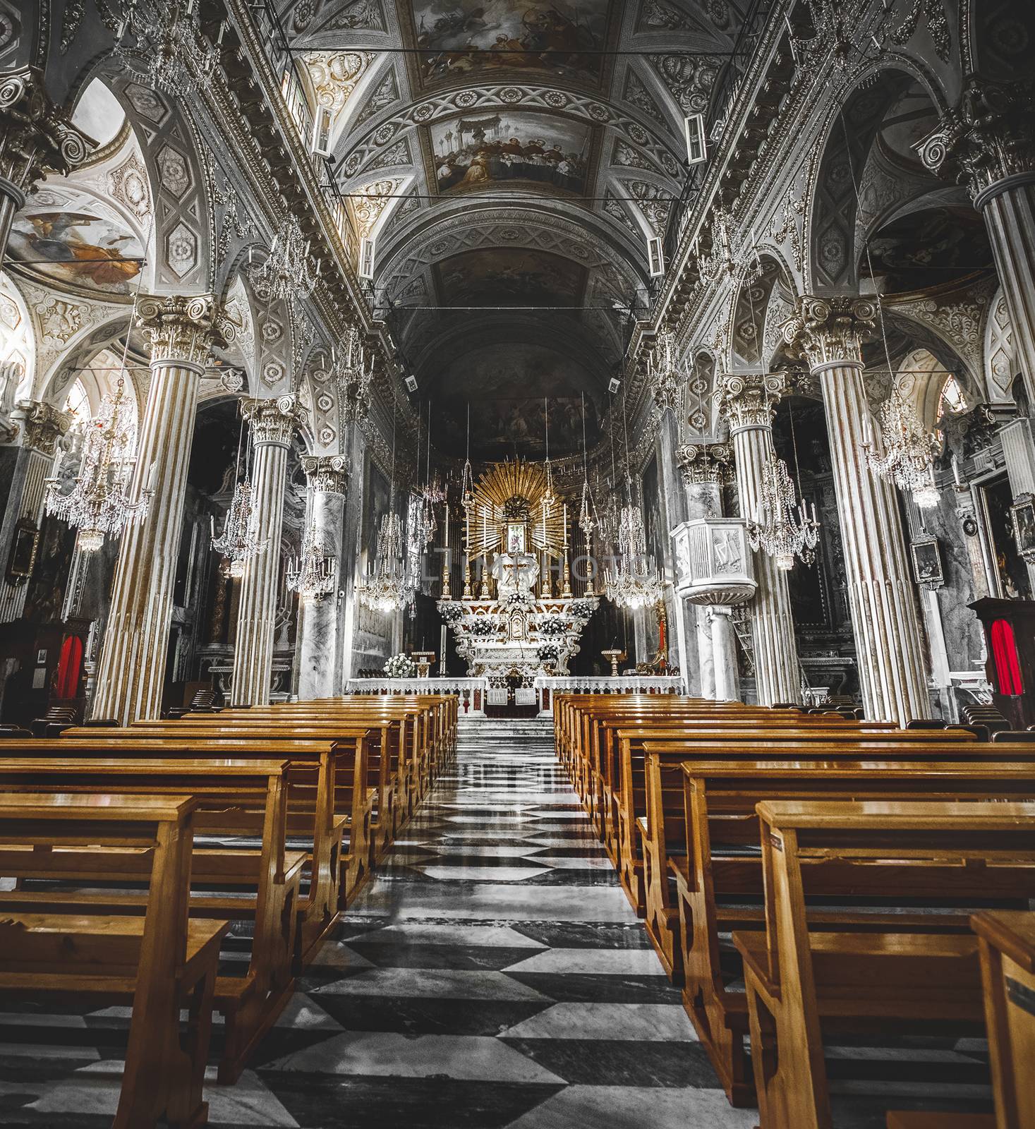beautiful church interior aisle by LucaLorenzelli