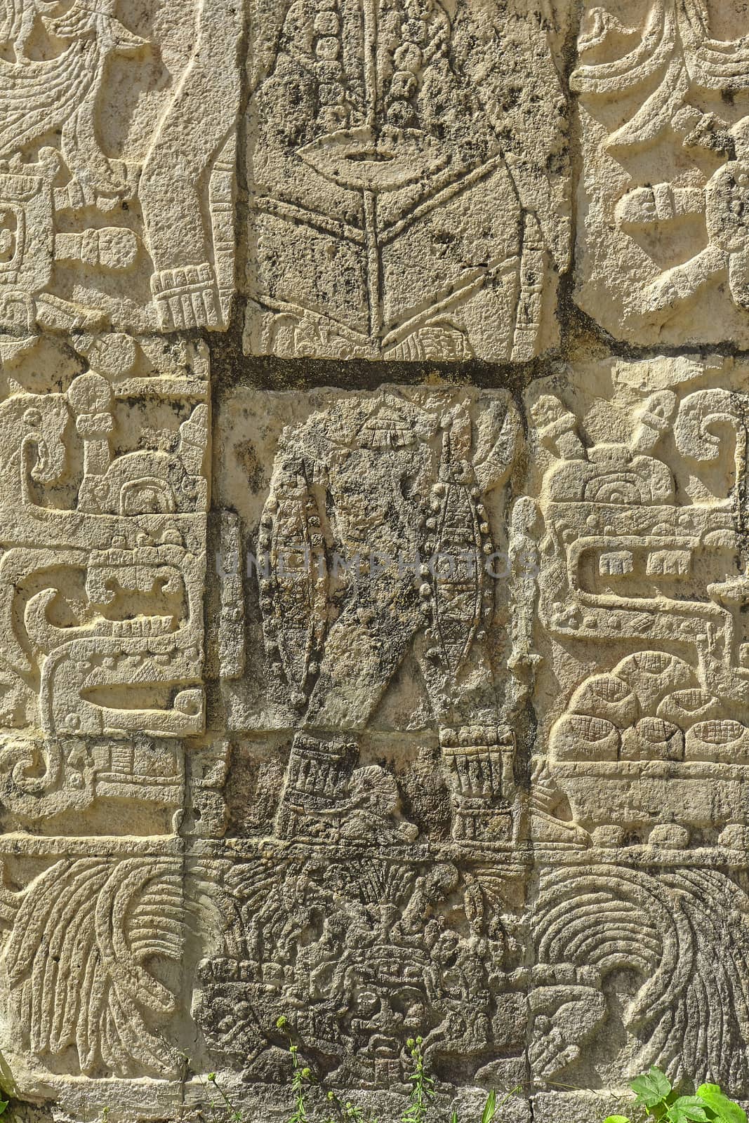 Stele with Mayan inscriptions in Chichen Itza by pippocarlot