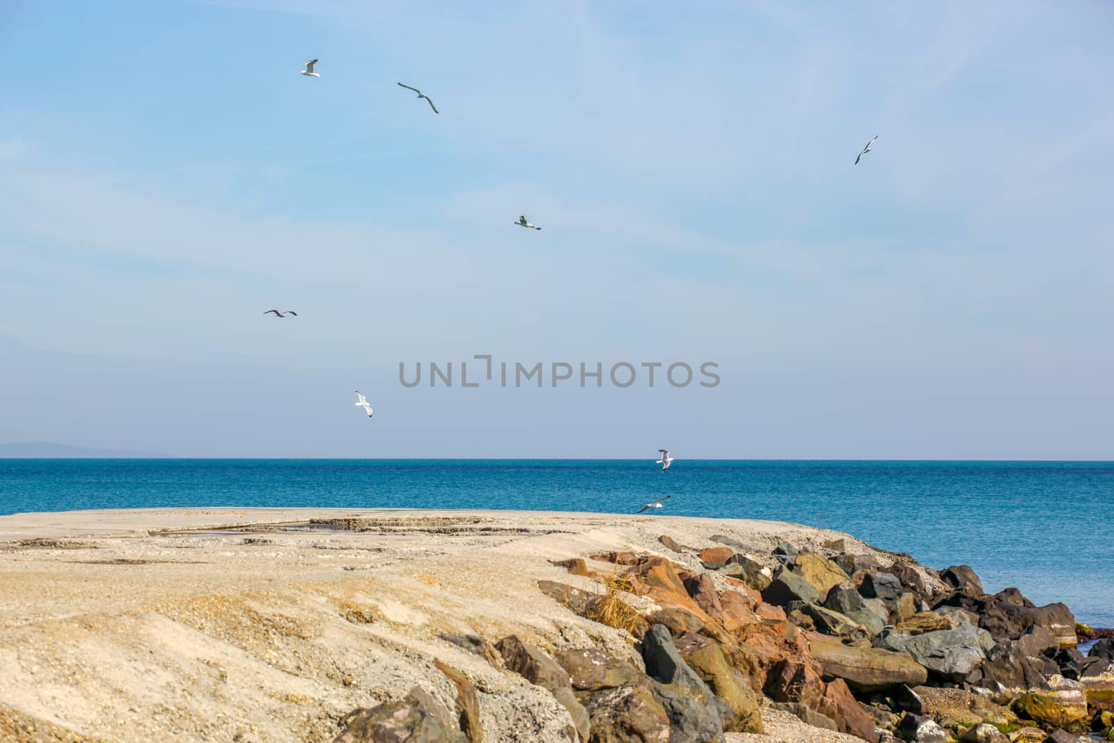 Pomorie, Bulgaria - March 02, 2019: Spring Walk Through The Central Part Of The City.