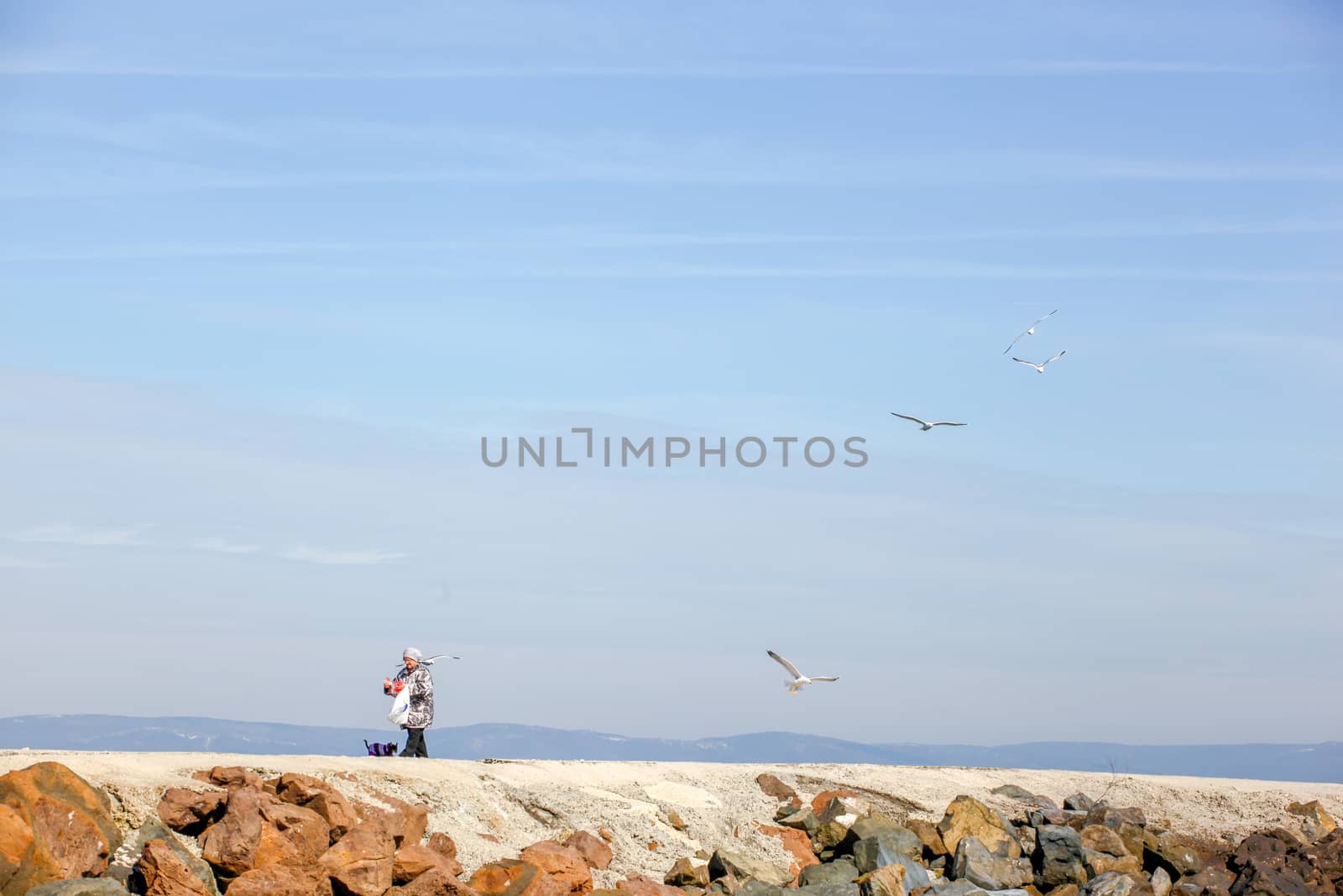 Pomorie, Bulgaria - March 02, 2019: Spring Walk Through The Central Part Of The City.