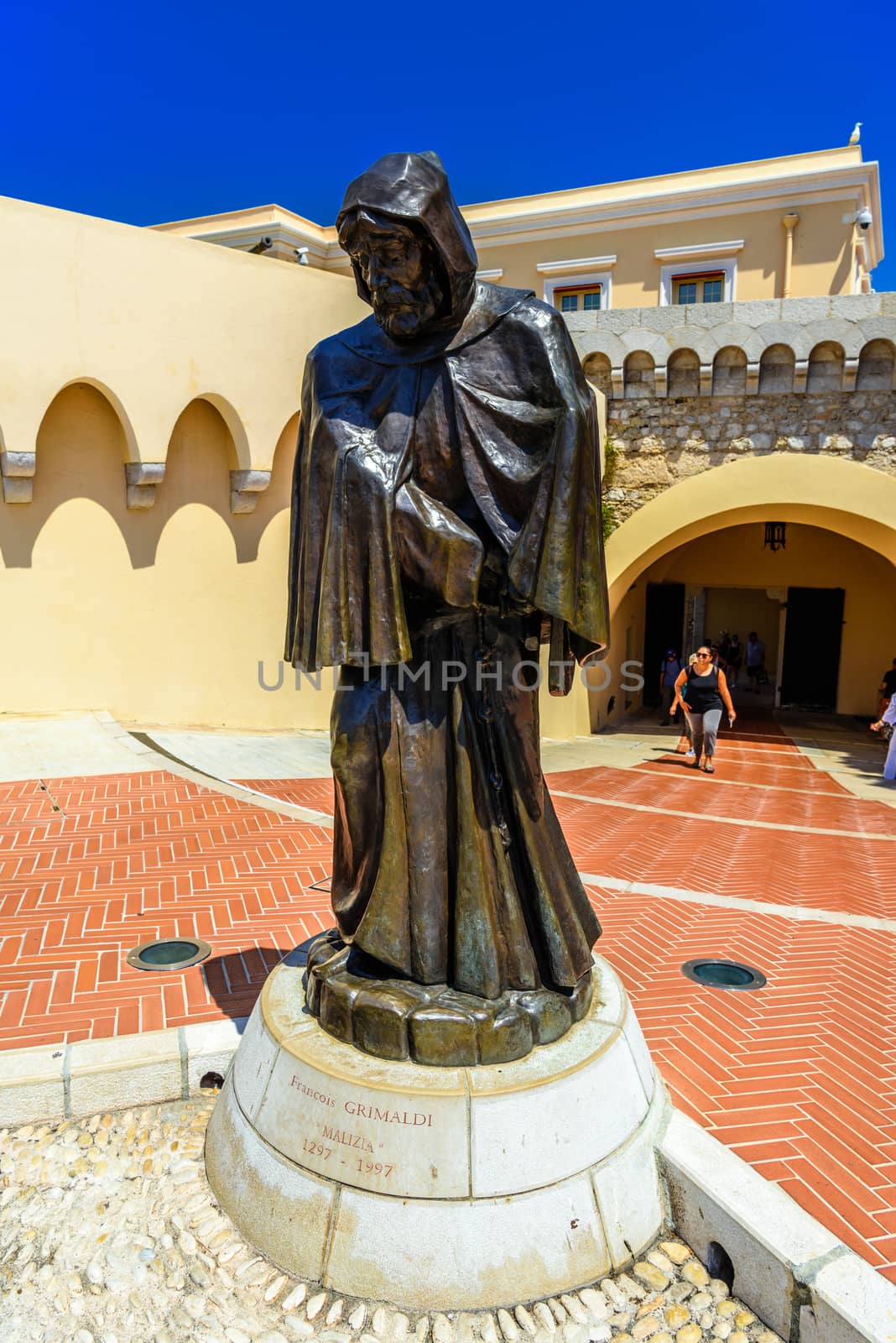 Monument of Francois Grimaldi Malizia 1297-1997, Fontvielle, Monte-Carlo, Monaco, Cote d'Azur, French Riviera.