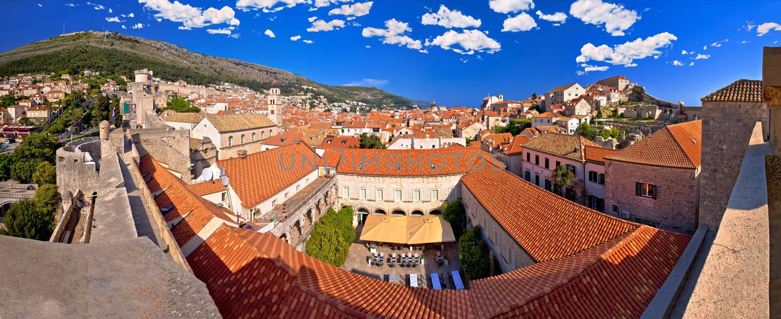 Historic town of Dubrovnik panoramic view from walls, Dalmatia region of Croatia