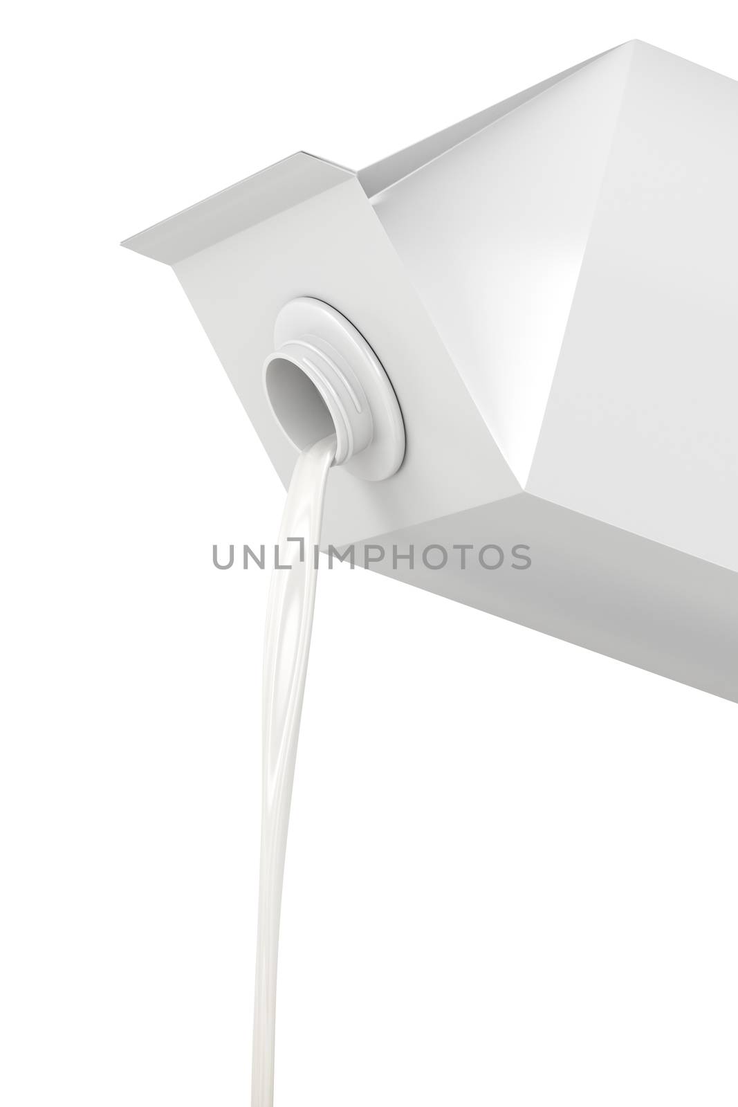 Pouring milk from the carton on white background 