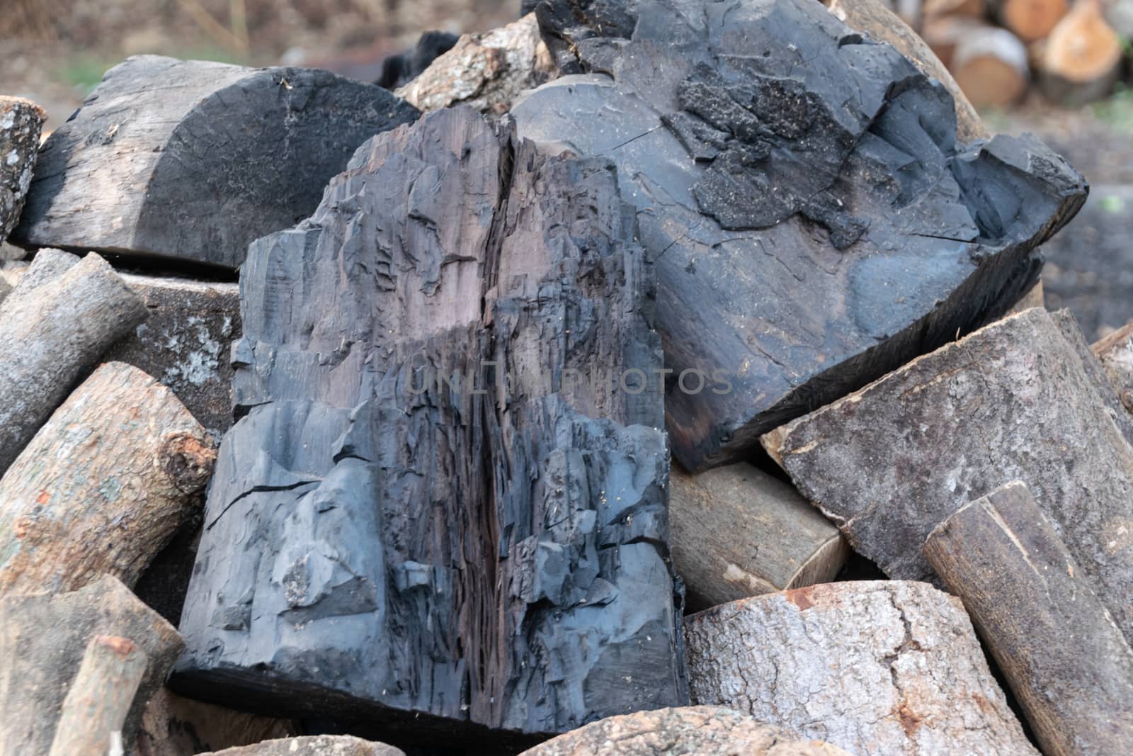 Natural black coals pile waiting for burning by Banglade